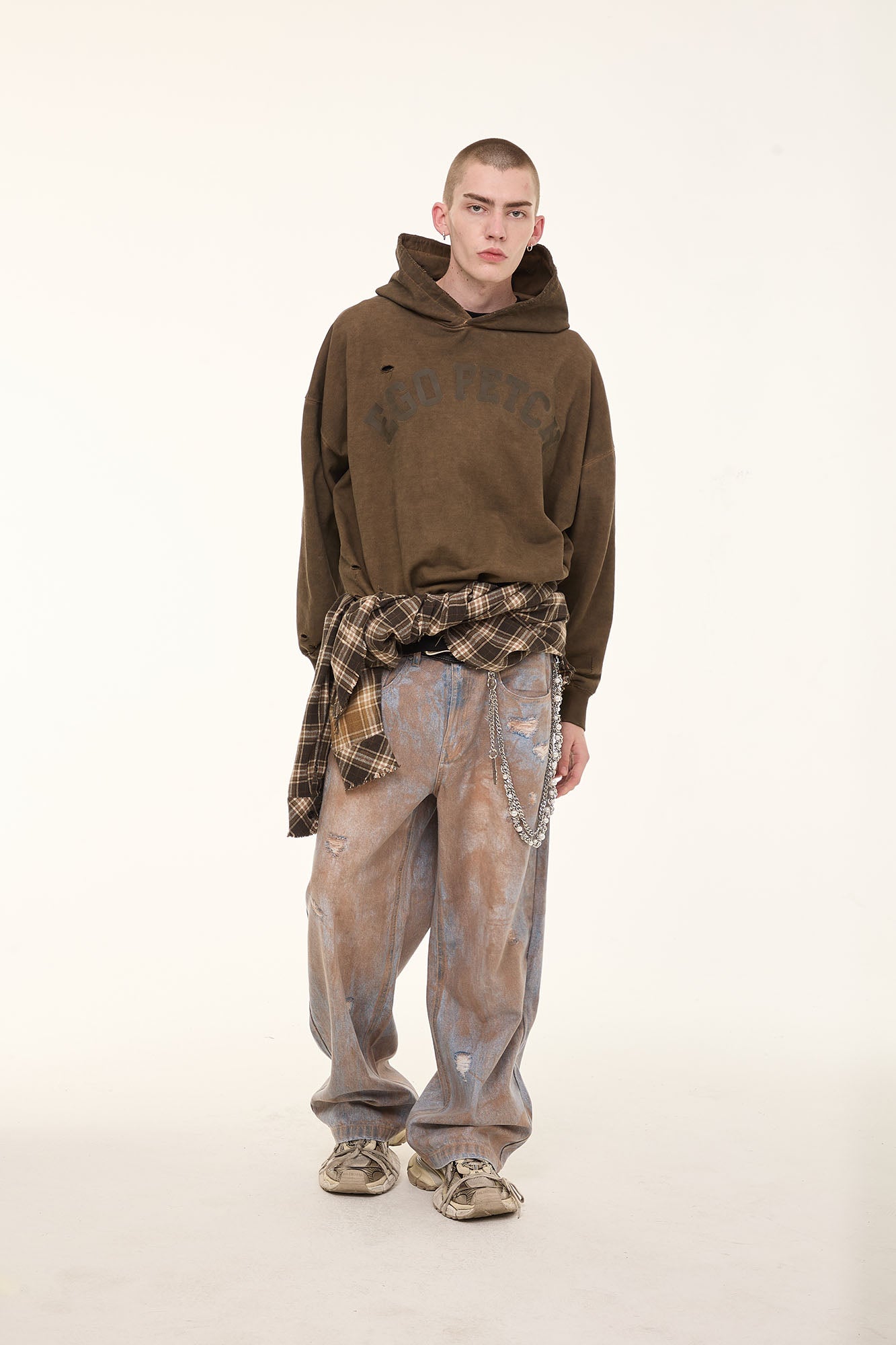 EGOFETCH Distressed Washed Hoodie