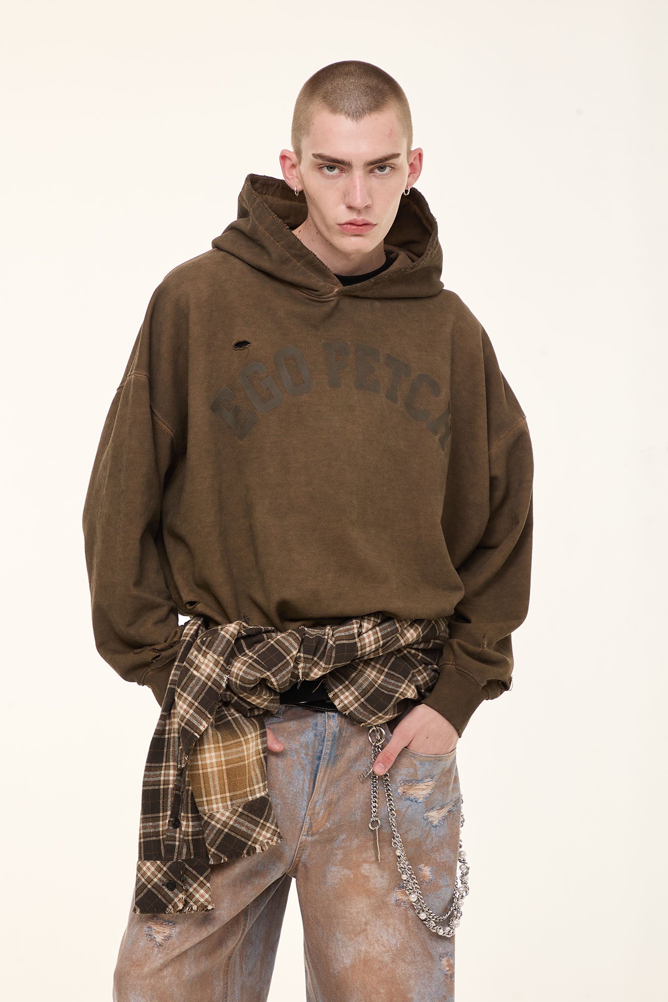 EGOFETCH Distressed Washed Hoodie