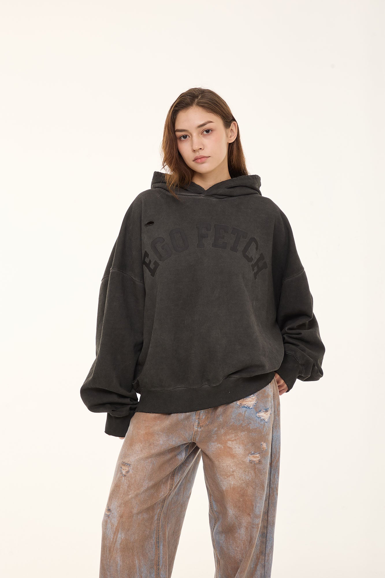 EGOFETCH Distressed Washed Hoodie