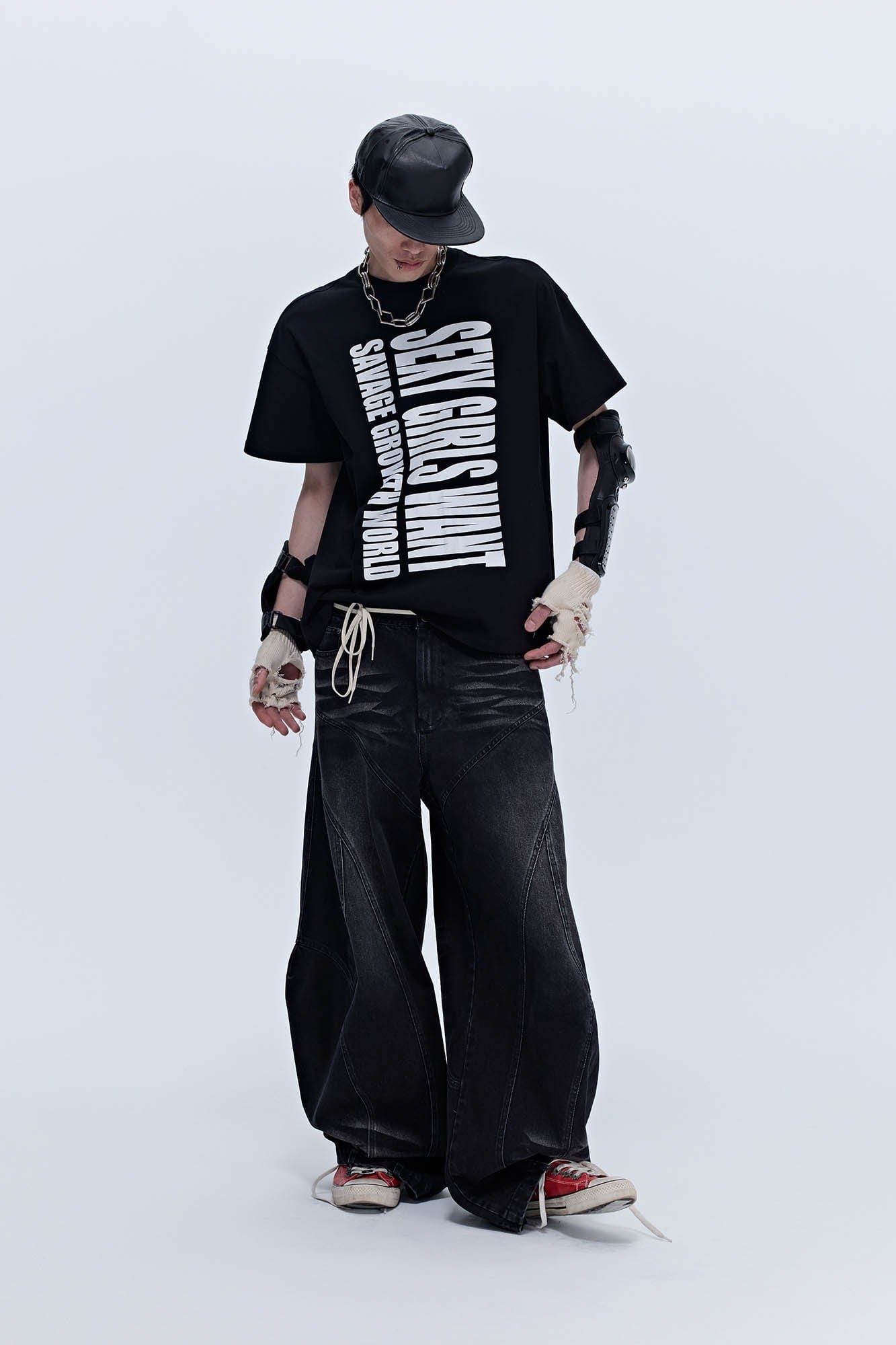 SAVAGEGROWTHWORLD Arc-Paneled Washed Oversized Balloon Jeans, premium urban and streetwear designers apparel on PROJECTISR.com, SAVAGEGROWTHWORLD