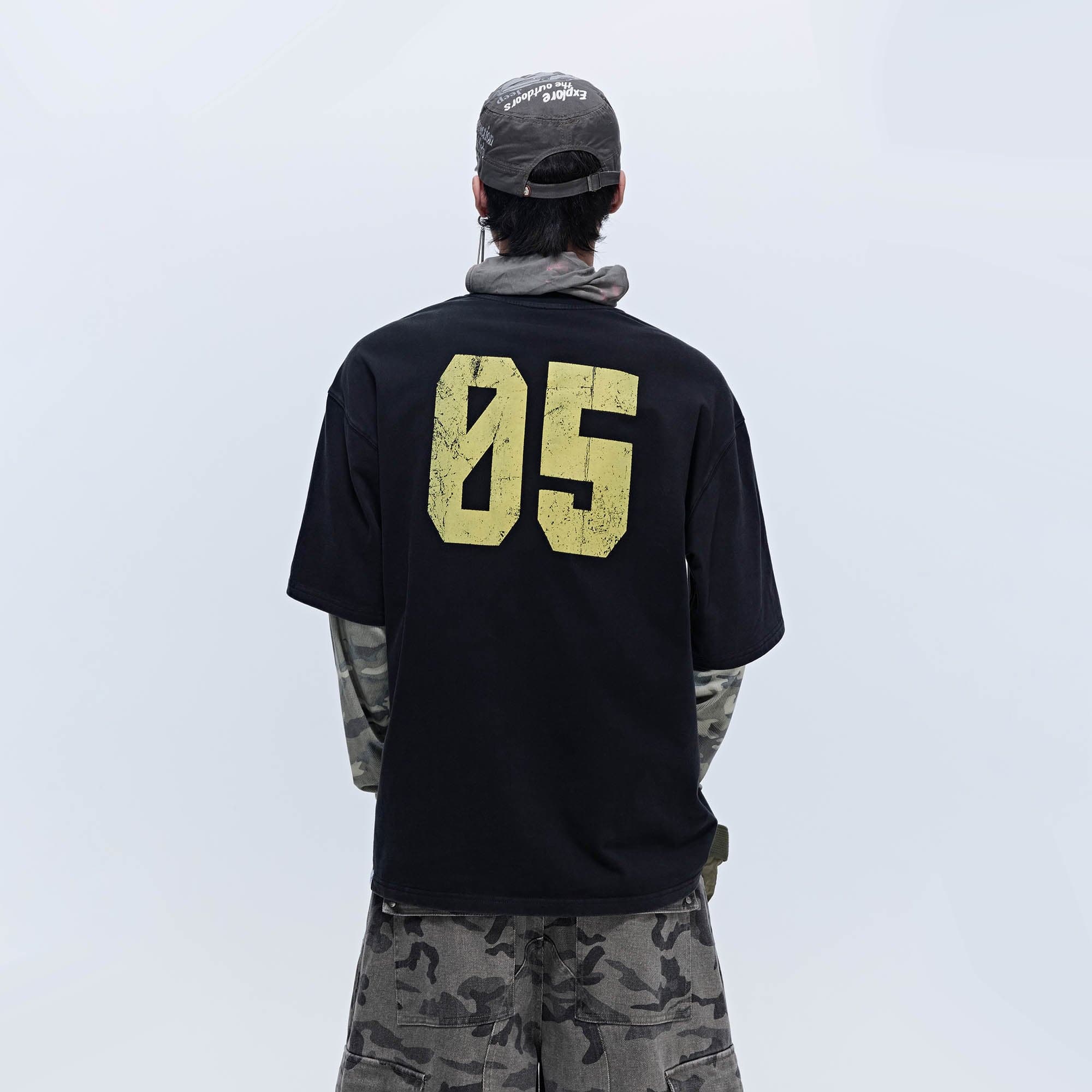 SAVAGEGROWTHWORLD No.5 Camo-Sleeve Layered Long-Sleeve T-Shirt, premium urban and streetwear designers apparel on PROJECTISR.com, SAVAGEGROWTHWORLD