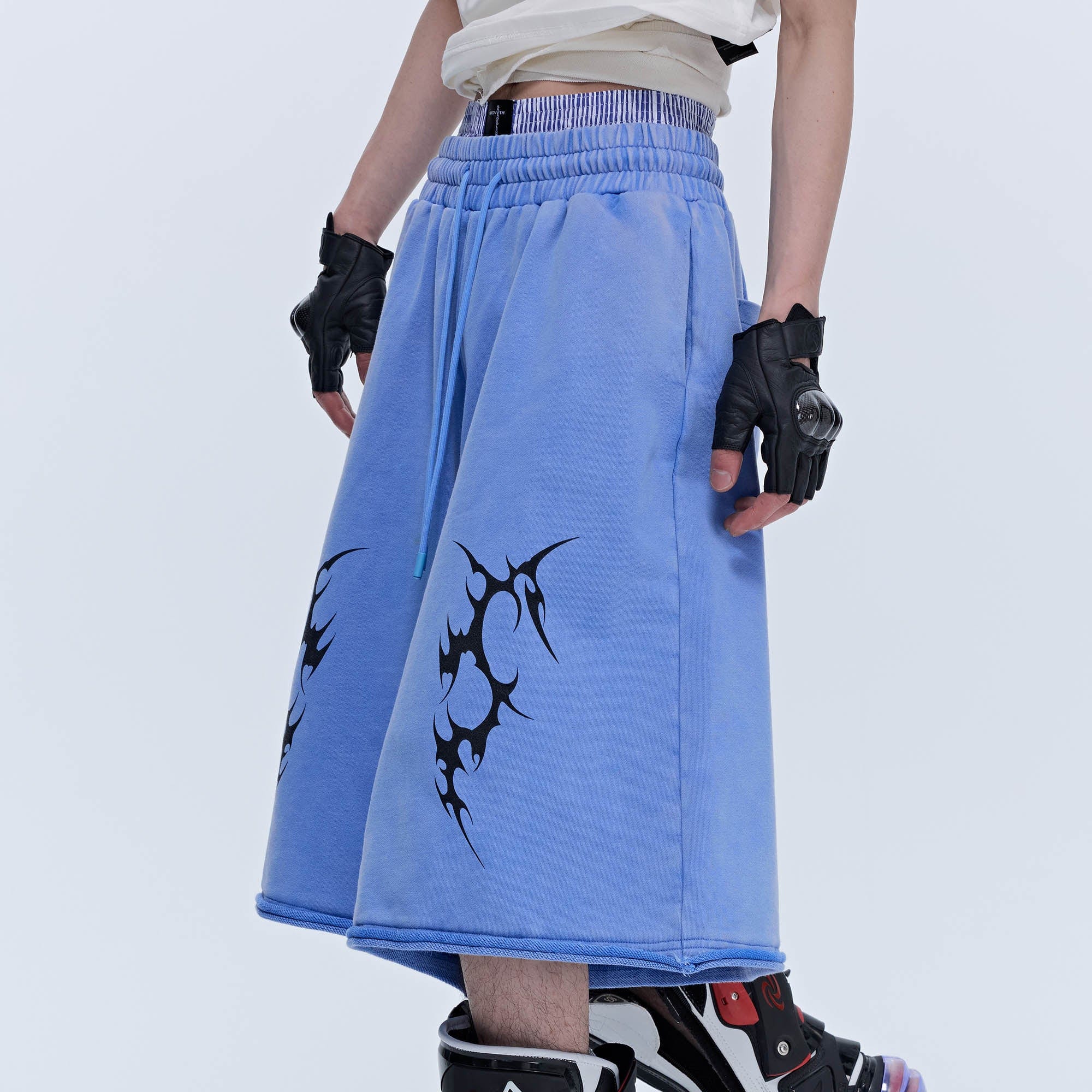 SAVAGEGROWTHWORLD Thorn Washed Drawstring Shorts, premium urban and streetwear designers apparel on PROJECTISR.com, SAVAGEGROWTHWORLD