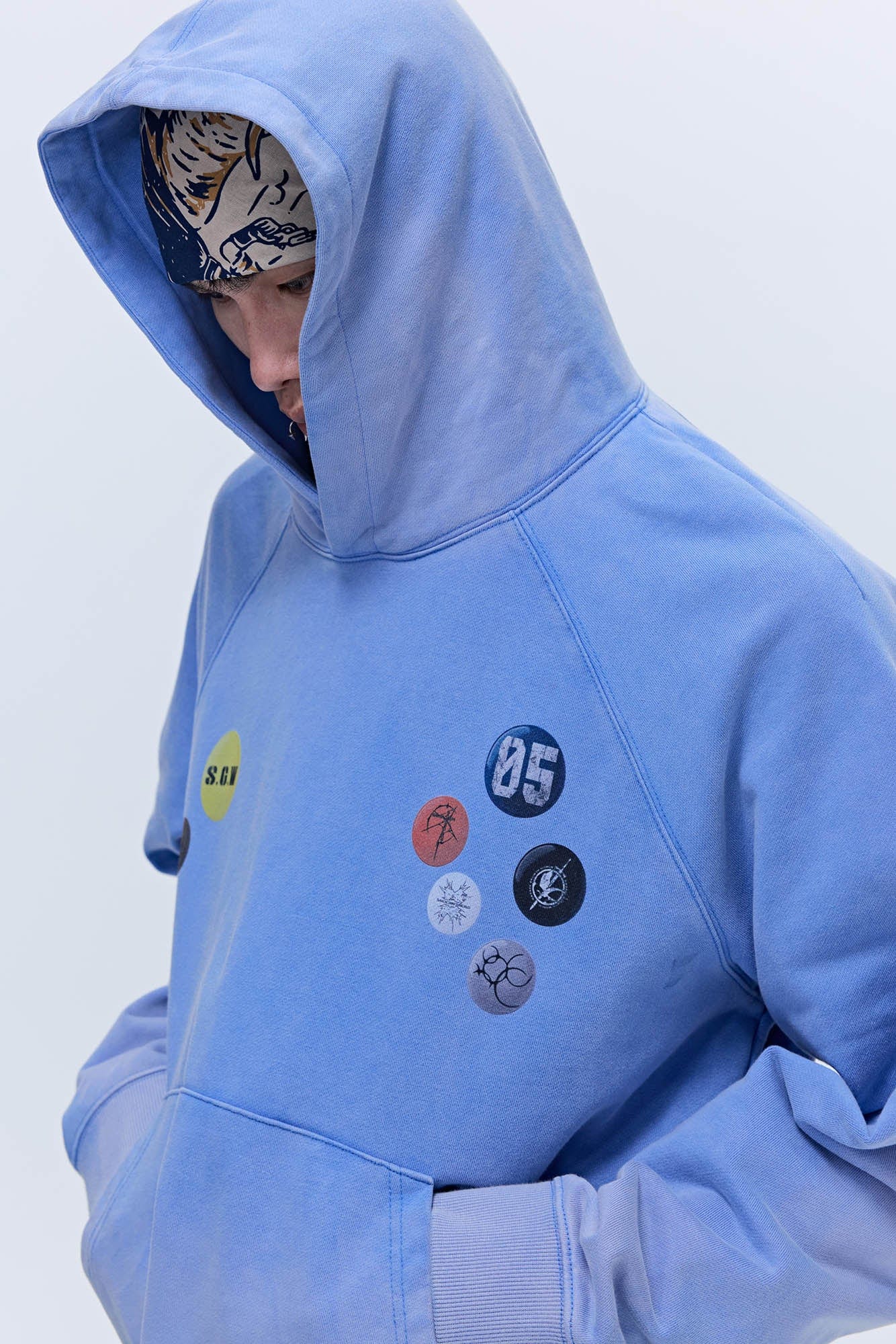 SAVAGEGROWTHWORLD Washed Badge Graphic Gradient Hoodie, premium urban and streetwear designers apparel on PROJECTISR.com, SAVAGEGROWTHWORLD