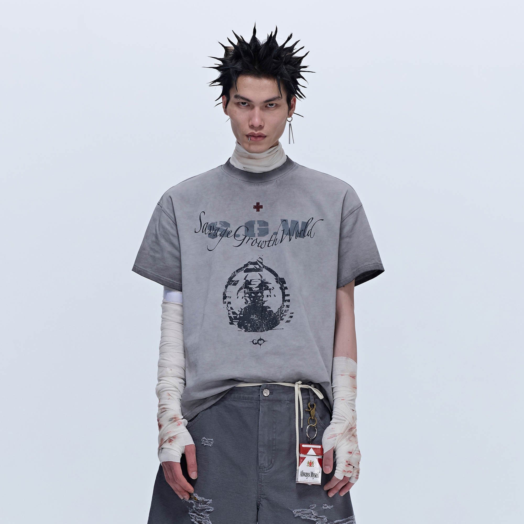 SAVAGEGROWTHWORLD Distressed GhosteMane T-Shirt, premium urban and streetwear designers apparel on PROJECTISR.com, SAVAGEGROWTHWORLD