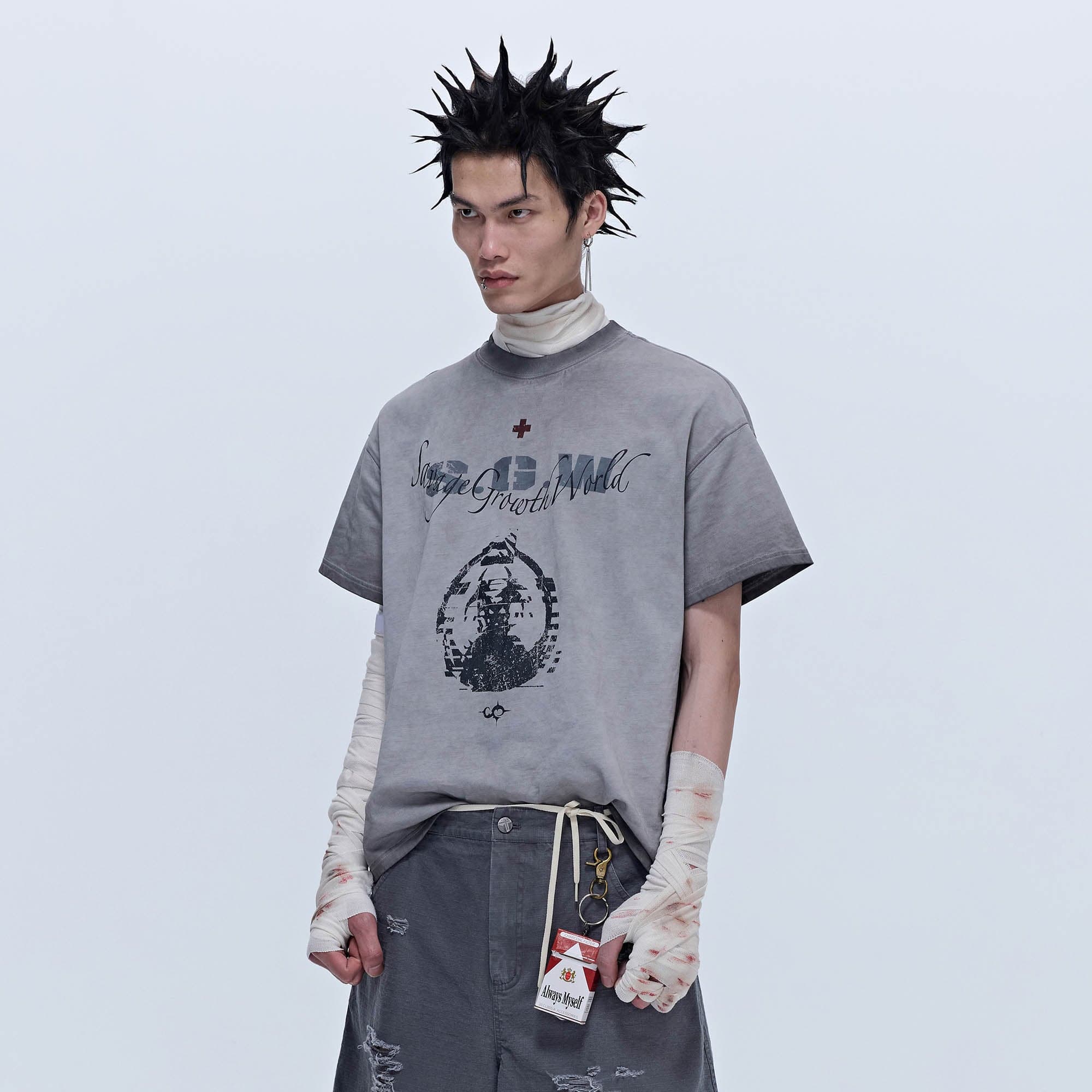 SAVAGEGROWTHWORLD Distressed GhosteMane T-Shirt, premium urban and streetwear designers apparel on PROJECTISR.com, SAVAGEGROWTHWORLD