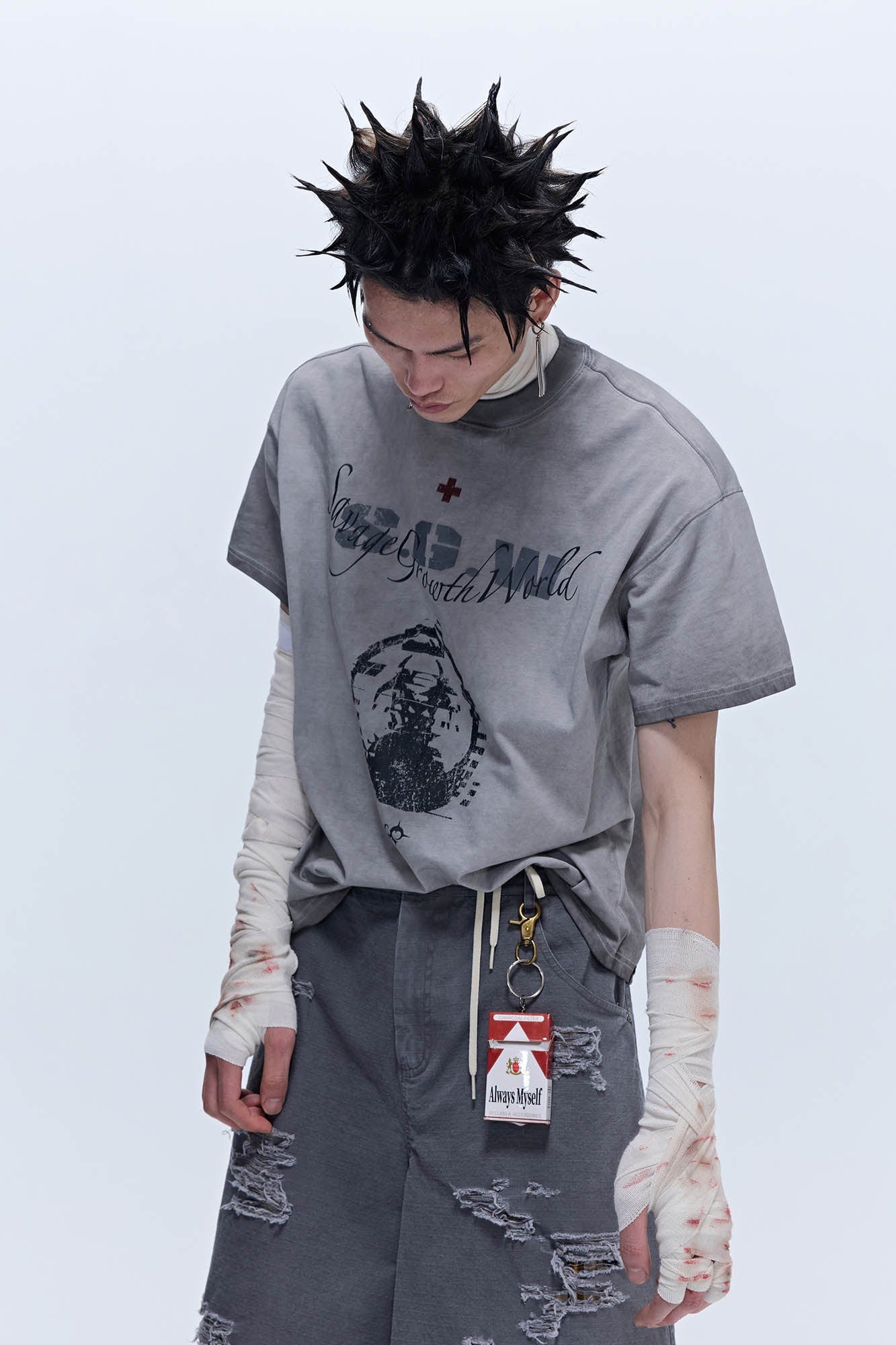 SAVAGEGROWTHWORLD Distressed GhosteMane T-Shirt, premium urban and streetwear designers apparel on PROJECTISR.com, SAVAGEGROWTHWORLD