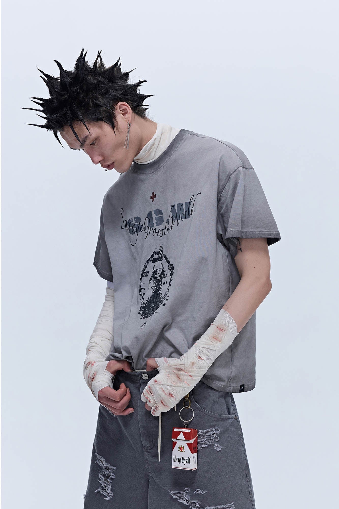 SAVAGEGROWTHWORLD Distressed GhosteMane T-Shirt, premium urban and streetwear designers apparel on PROJECTISR.com, SAVAGEGROWTHWORLD
