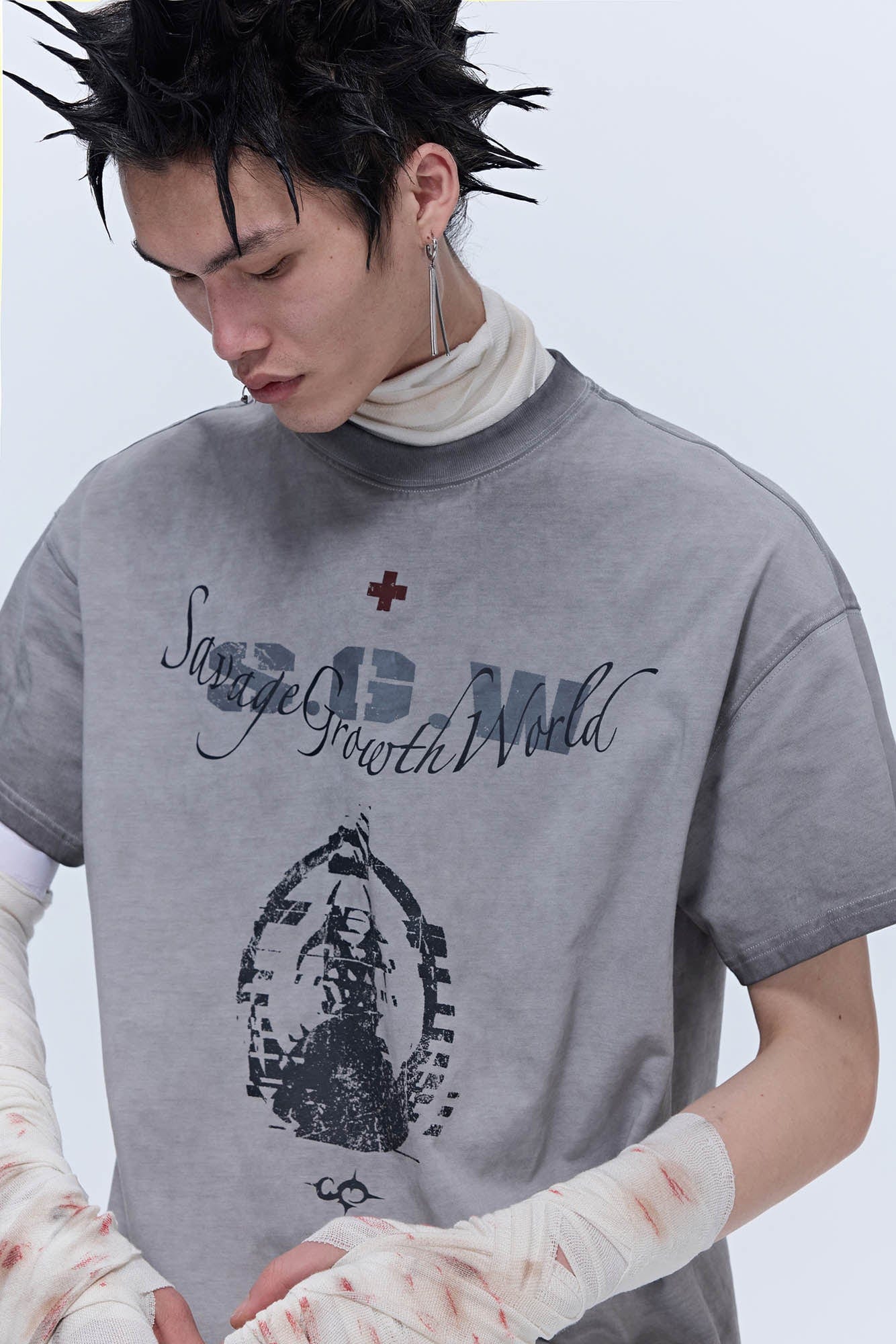 SAVAGEGROWTHWORLD Distressed GhosteMane T-Shirt, premium urban and streetwear designers apparel on PROJECTISR.com, SAVAGEGROWTHWORLD