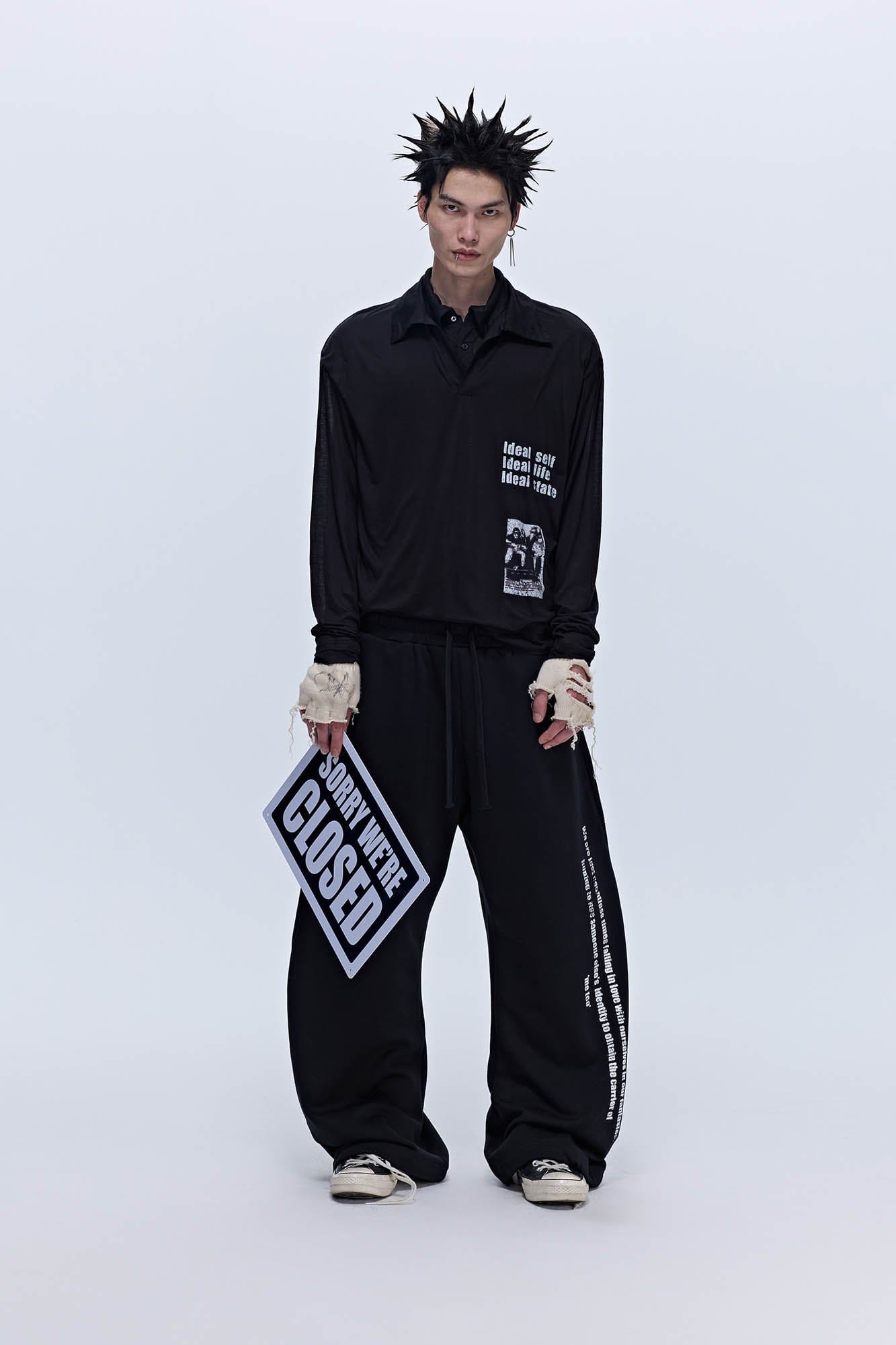 SAVAGEGROWTHWORLD Slogan Curved Drawstring Sweatpants, premium urban and streetwear designers apparel on PROJECTISR.com, SAVAGEGROWTHWORLD