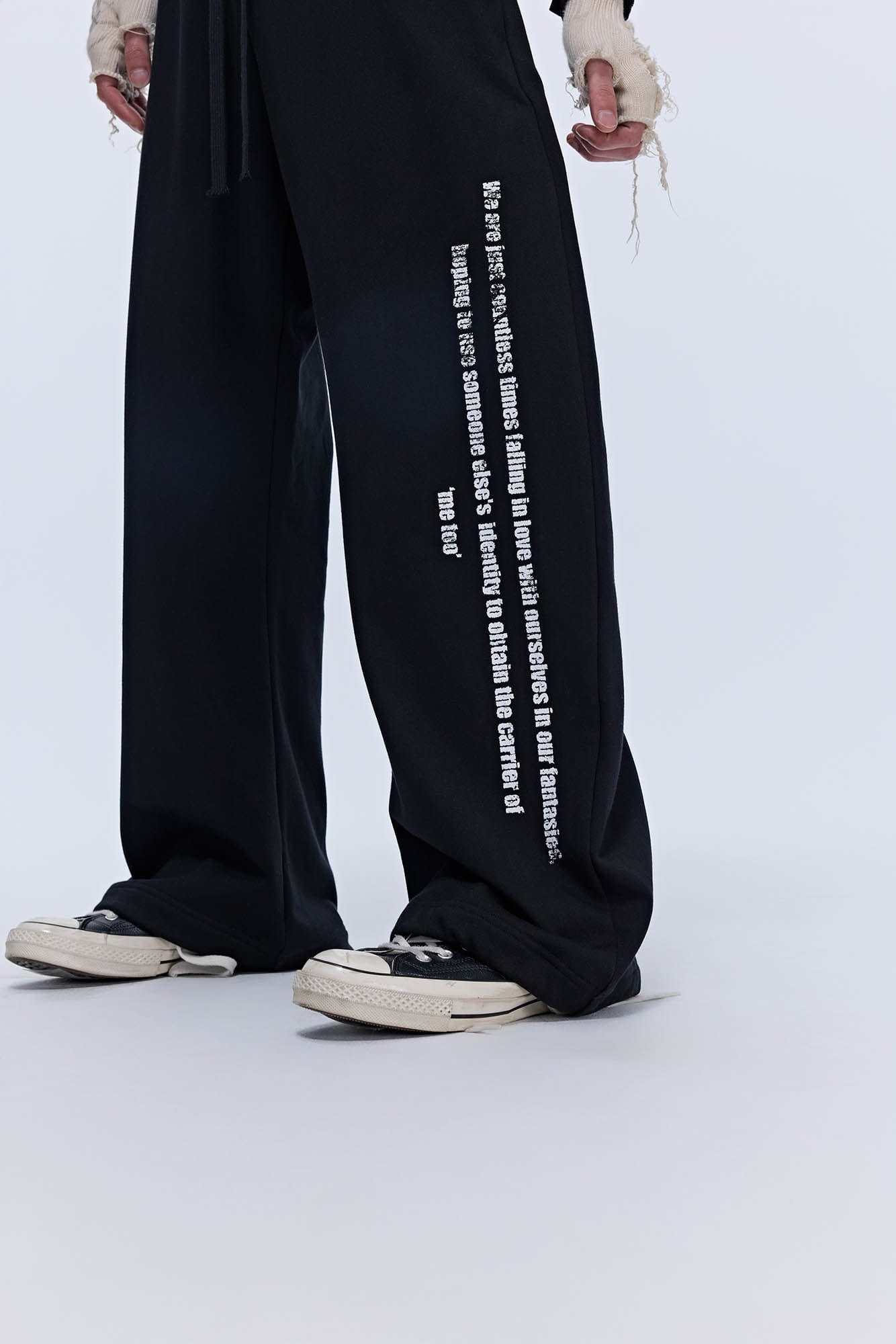 SAVAGEGROWTHWORLD Slogan Curved Drawstring Sweatpants, premium urban and streetwear designers apparel on PROJECTISR.com, SAVAGEGROWTHWORLD
