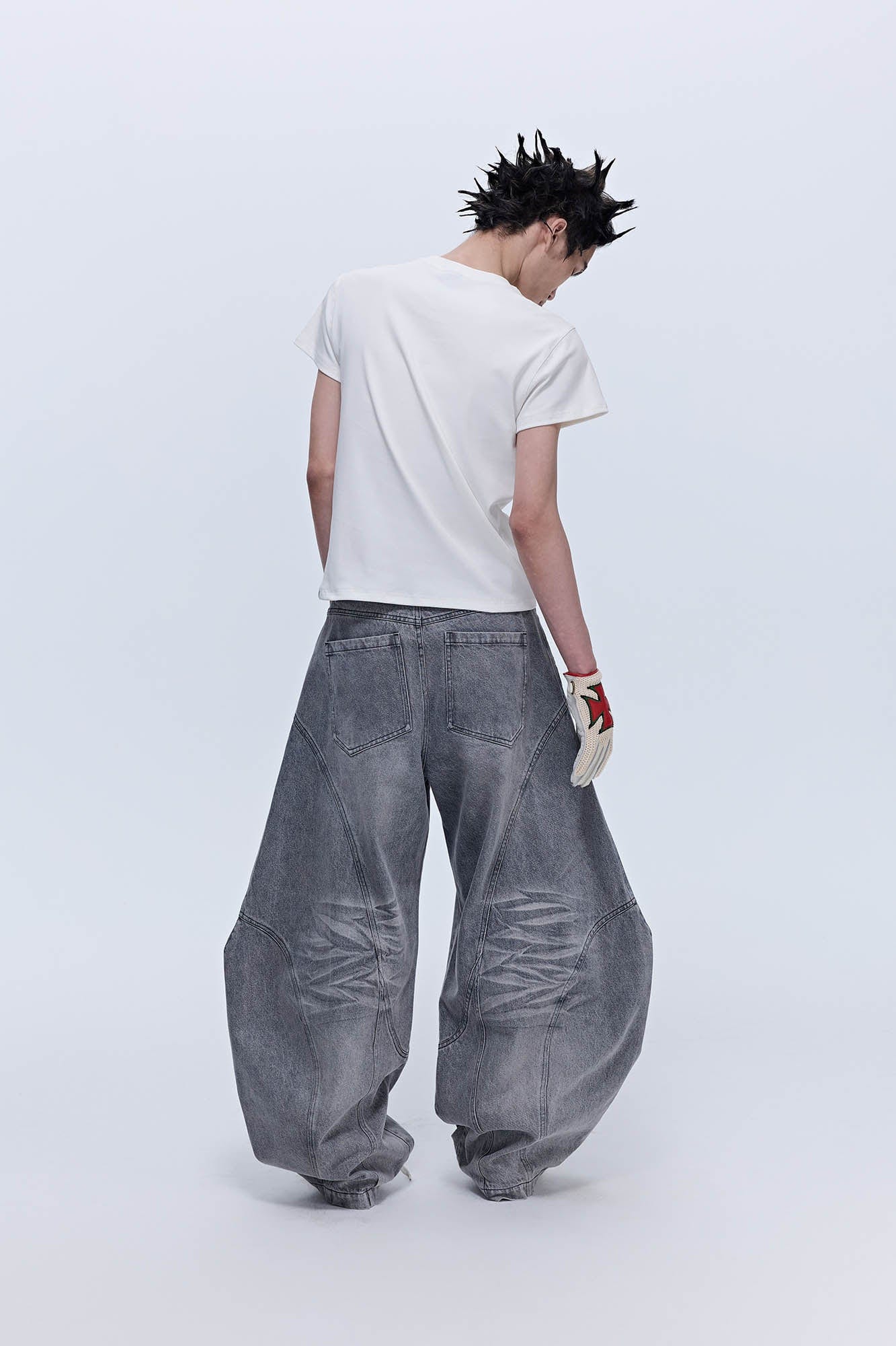 SAVAGEGROWTHWORLD Arc-Paneled Washed Oversized Balloon Jeans, premium urban and streetwear designers apparel on PROJECTISR.com, SAVAGEGROWTHWORLD