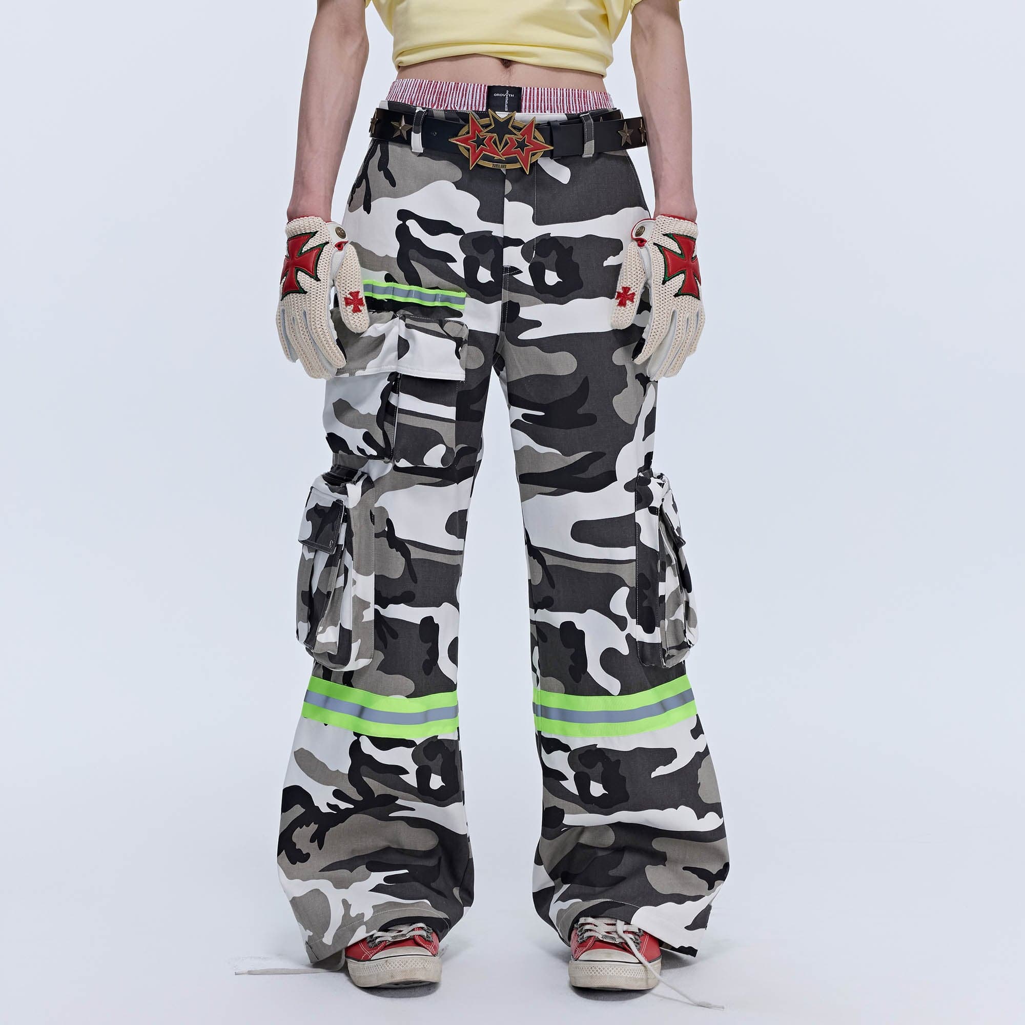 SAVAGEGROWTHWORLD Camo Reflective Multi-Pocket Cargo Pants, premium urban and streetwear designers apparel on PROJECTISR.com, SAVAGEGROWTHWORLD