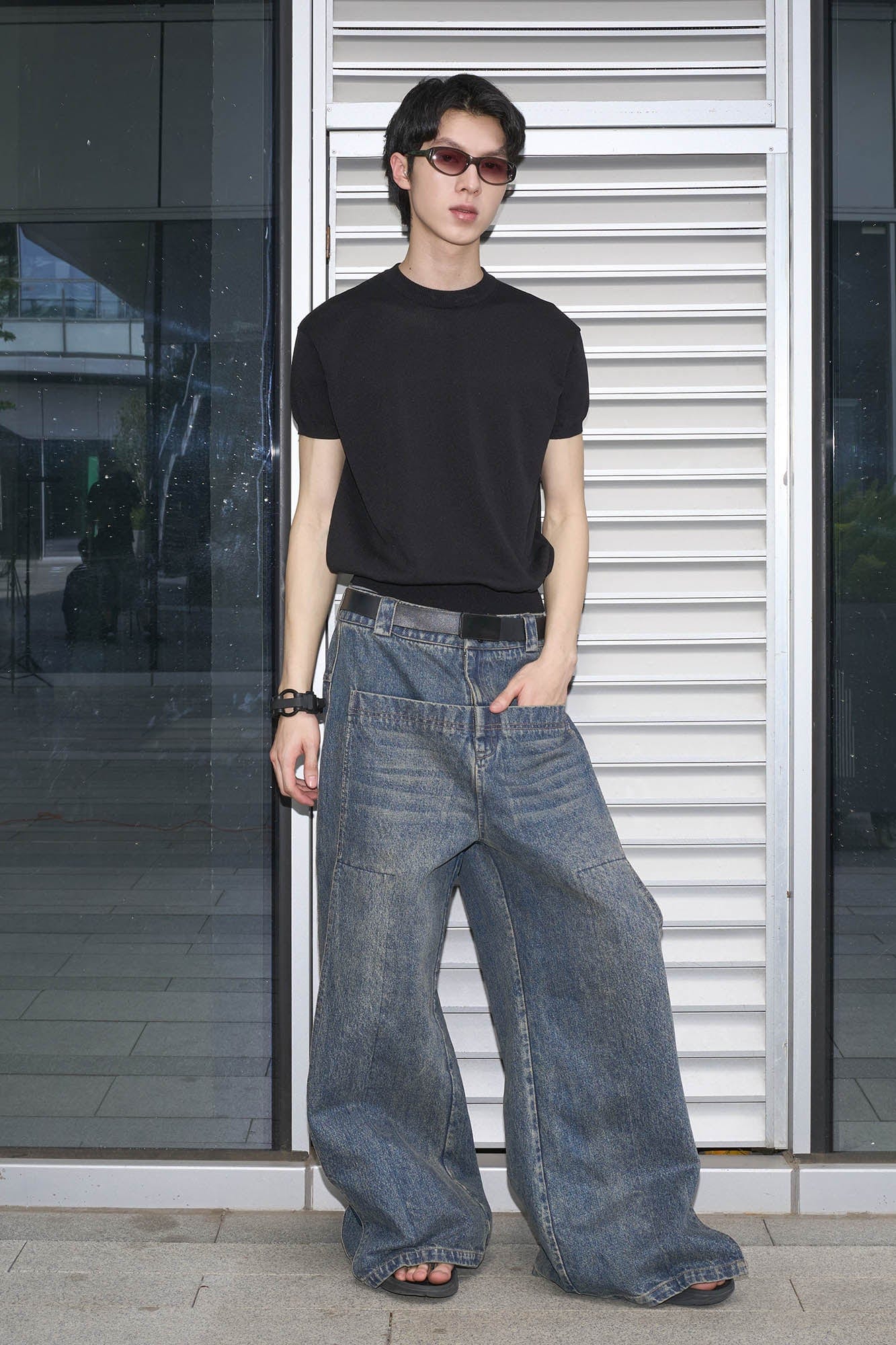 49PERCENT Retro Flap Pocket Panel Wide-Leg Pants, premium urban and streetwear designers apparel on PROJECTISR.com, 49PERCENT