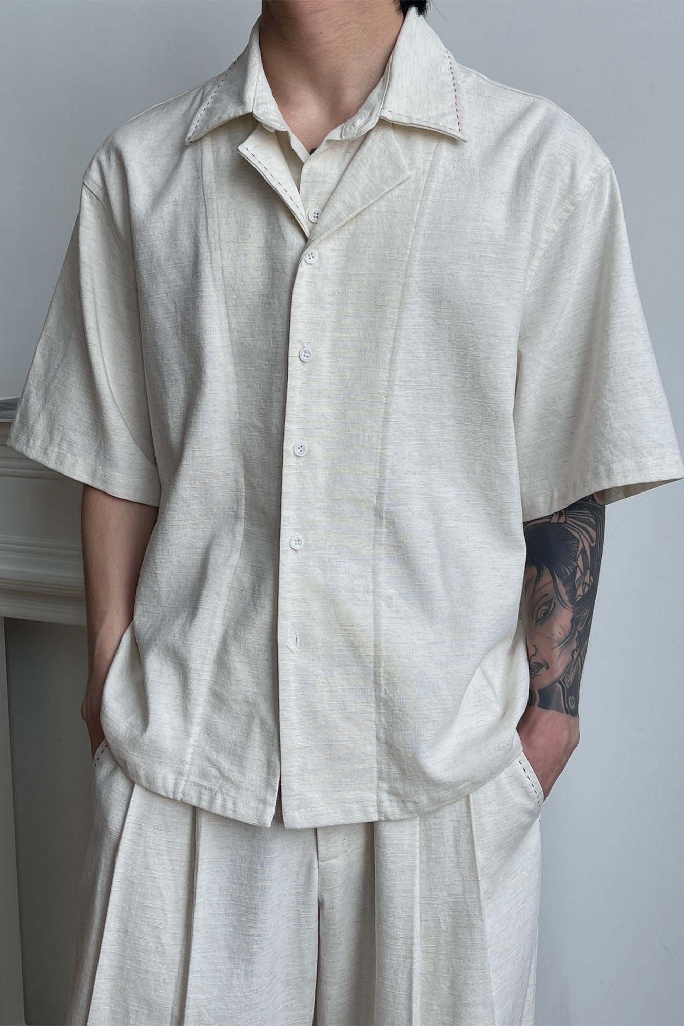 OKAYTHXBYE Faux-Layer Stitch Half Shirt, premium urban and streetwear designers apparel on PROJECTISR.com, OKAYTHXBYE