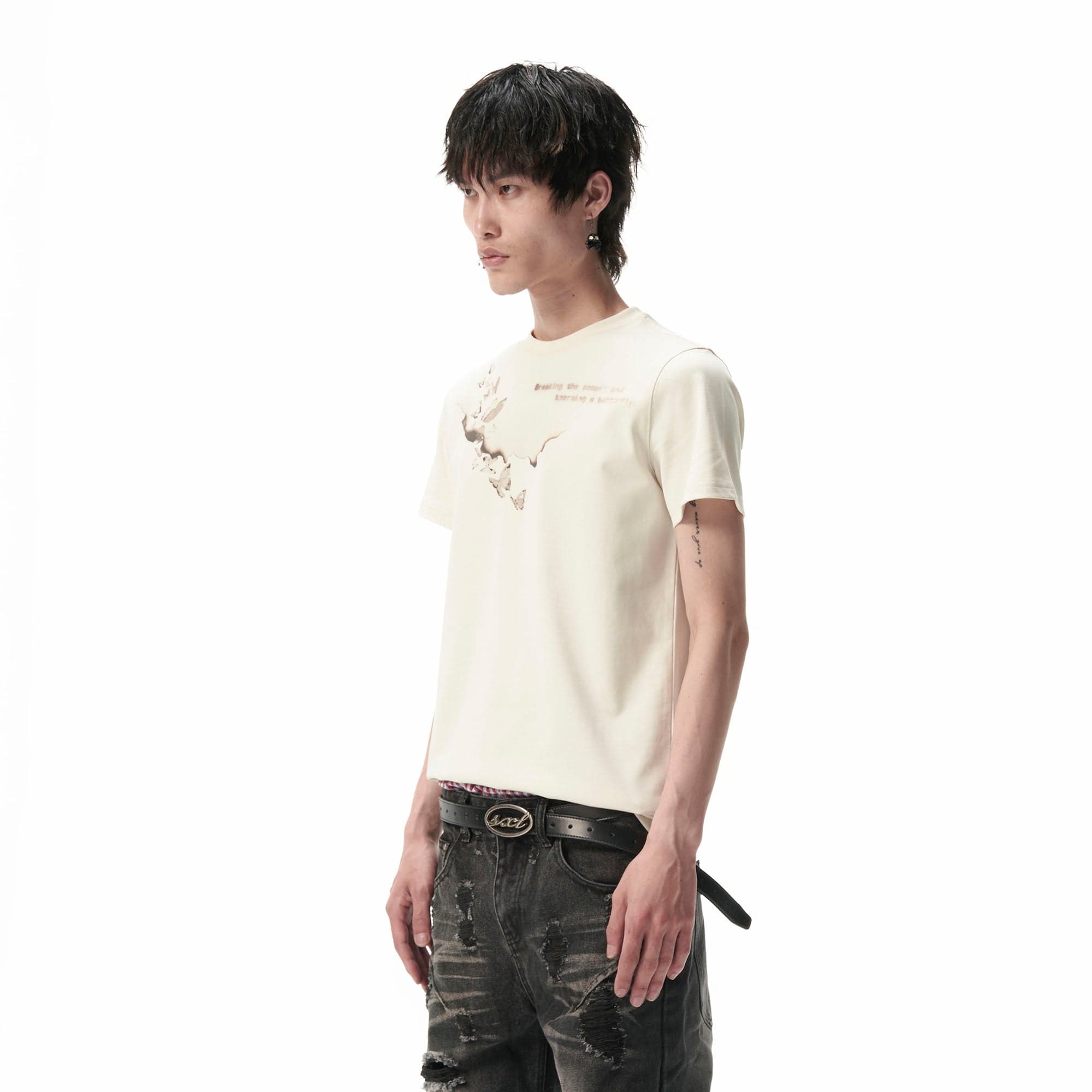 SAVAGEGROWTHWORLD Burnt Butterfly Graphic T-Shirt, premium urban and streetwear designers apparel on PROJECTISR.com, SAVAGEGROWTHWORLD
