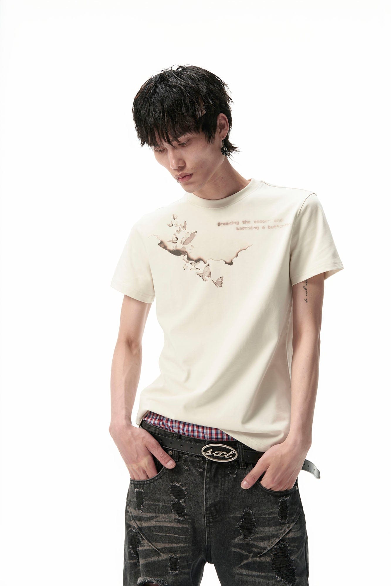 SAVAGEGROWTHWORLD Burnt Butterfly Graphic T-Shirt, premium urban and streetwear designers apparel on PROJECTISR.com, SAVAGEGROWTHWORLD