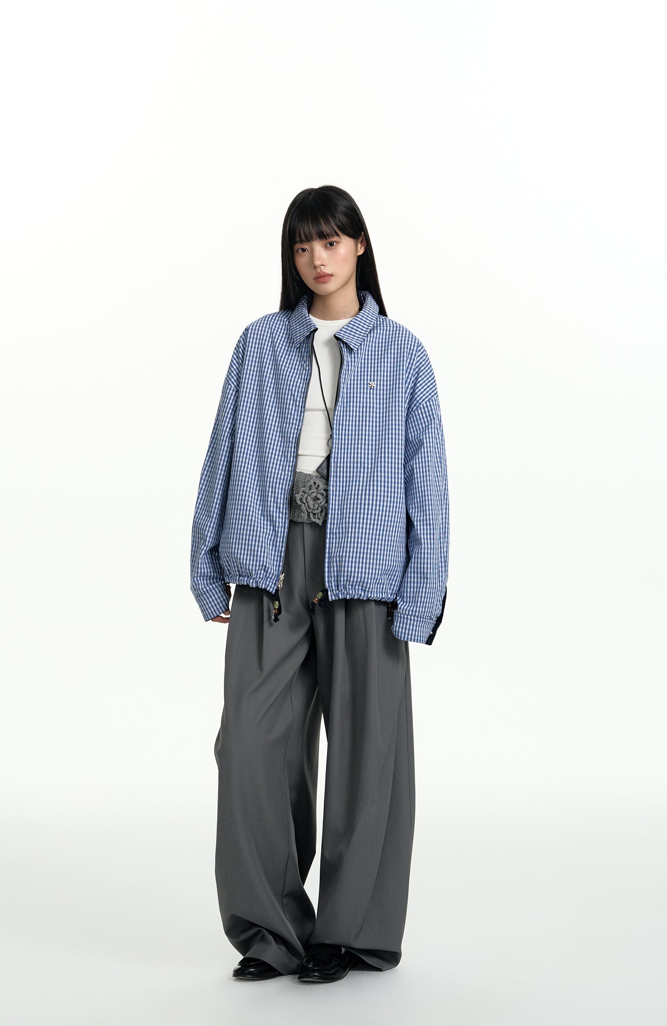 TGNS Elastic Waistband Pleated Wide-Leg Trousers