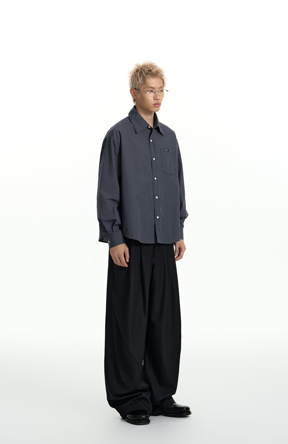 TGNS Elastic Waistband Pleated Wide-Leg Trousers