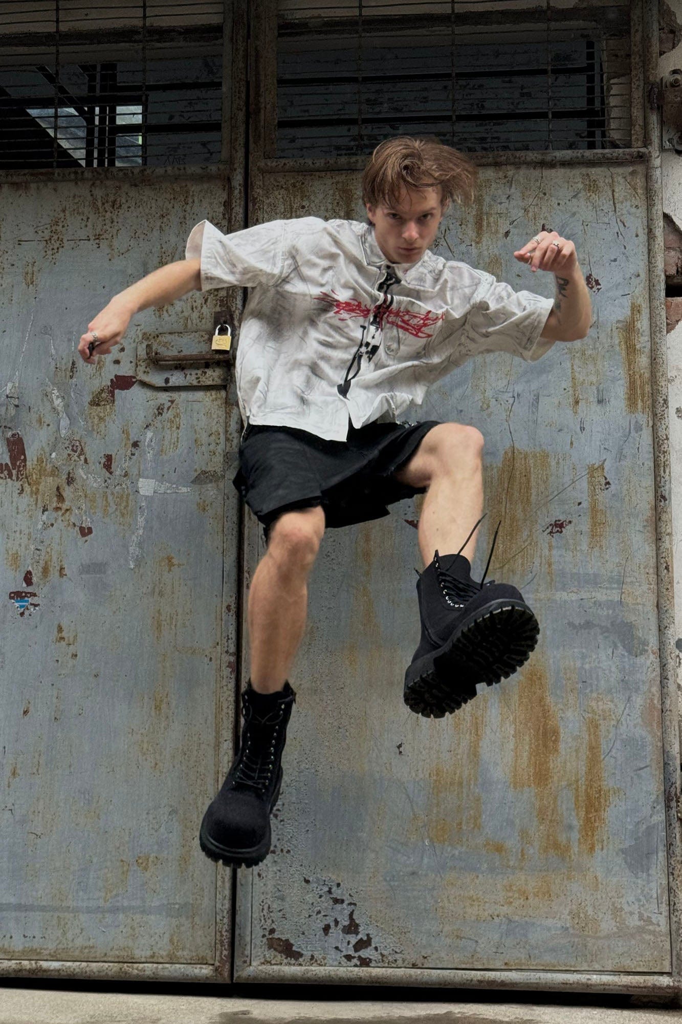 LUUUCAM Graffiti Blade Graphic Half Shirt, premium urban and streetwear designers apparel on PROJECTISR.com, LUUUCAM