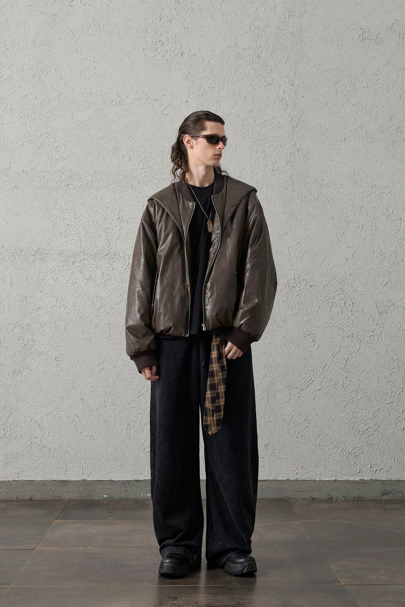 ORGANIC EMOTION Deconstructed PU Oversized Puffer Jacket