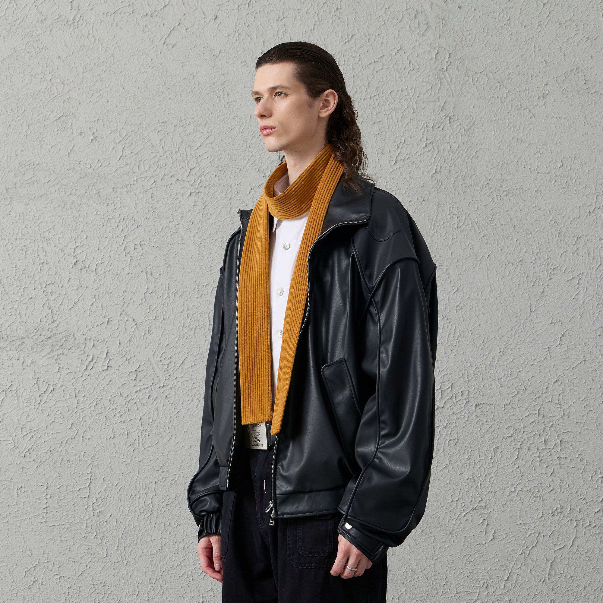 ORGANIC EMOTION Faux Leather Piped Seam Jacket