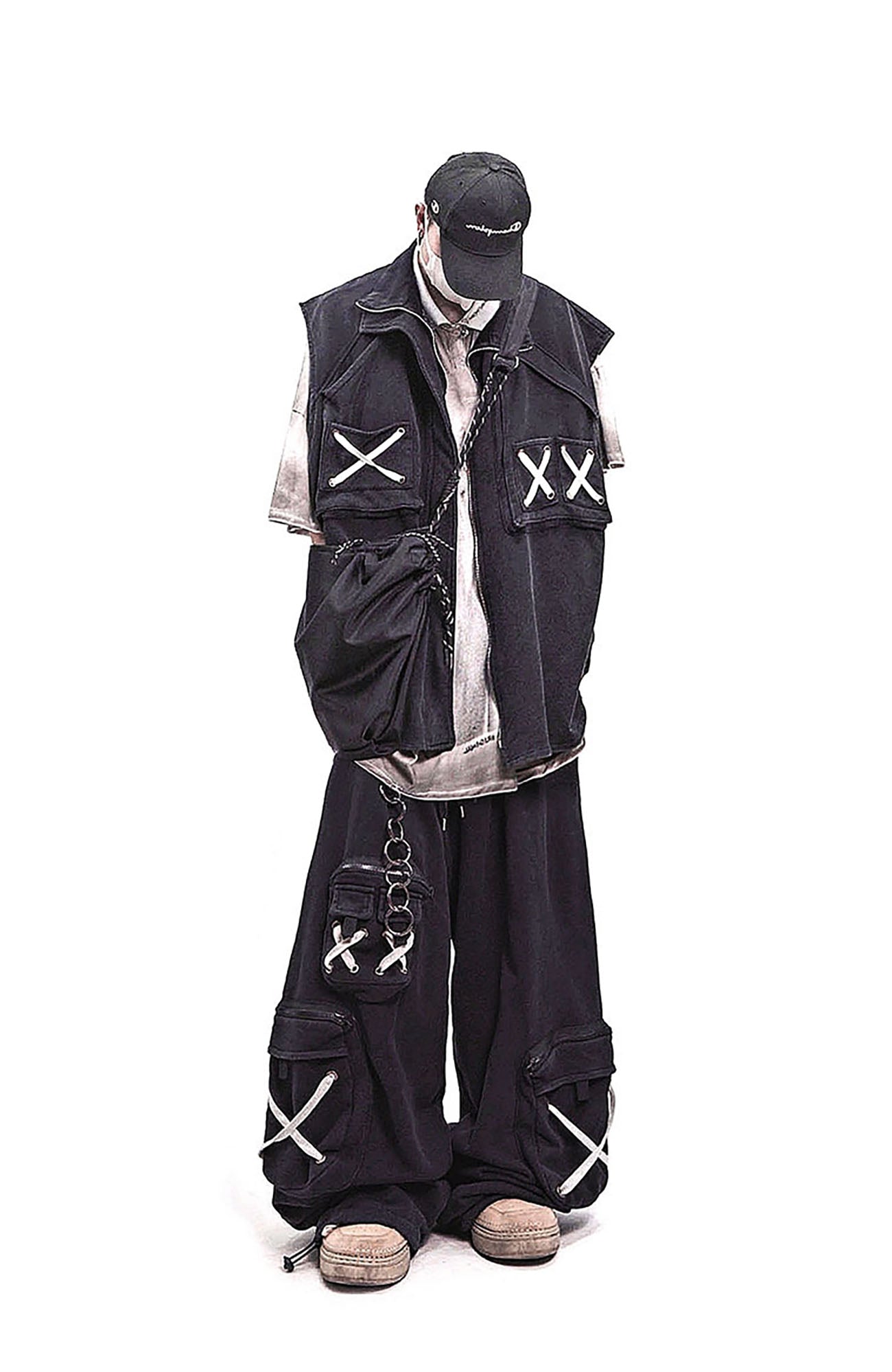 UUCSCC Retro Multi-Pocket Wide-Leg Cargo Pants