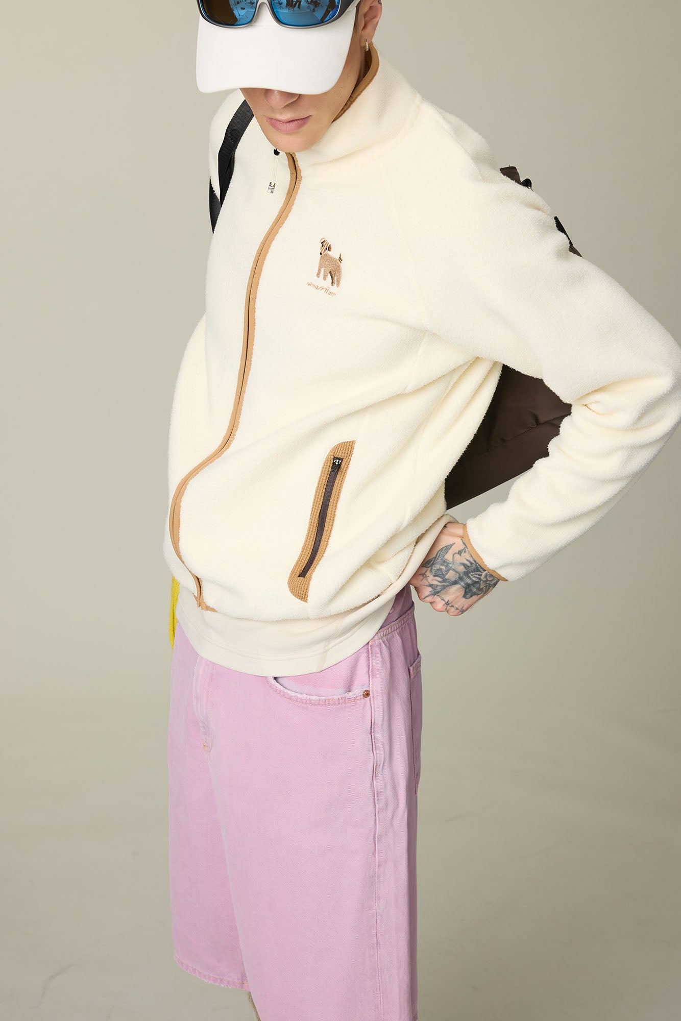UMAMIISM Contrast Trim Fleece Jacket, premium urban and streetwear designers apparel on PROJECTISR.com, UMAMIISM