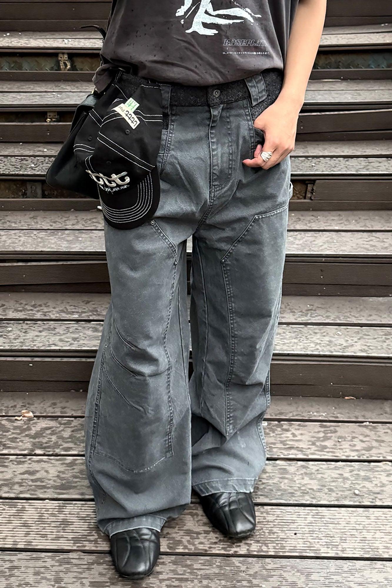ESAIAS Claw Washed Panel Straight-Leg Pants, premium urban and streetwear designers apparel on PROJECTISR.com, ESAIAS