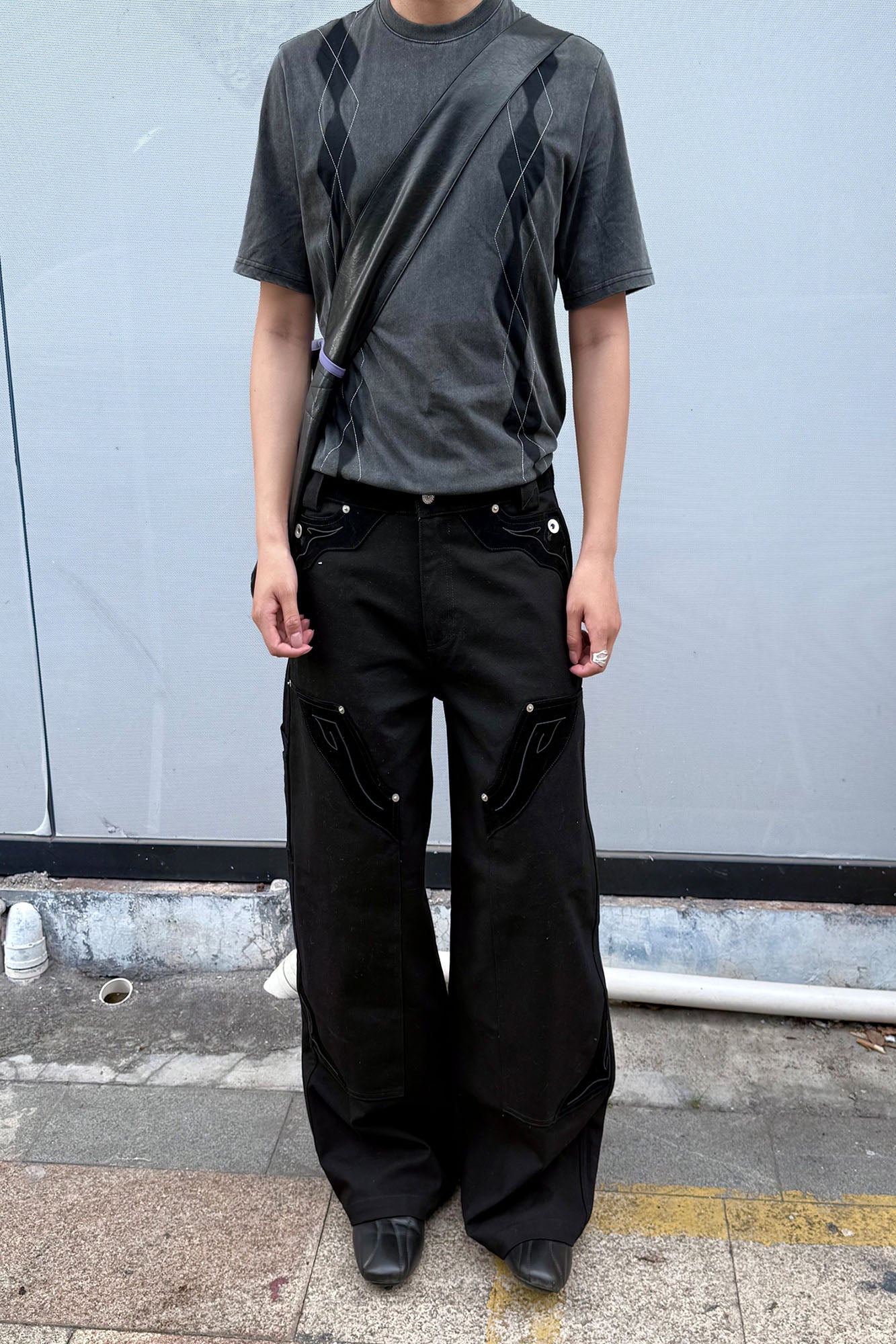 ESAIAS Rune Embroidered Velvet Panel Pants, premium urban and streetwear designers apparel on PROJECTISR.com, ESAIAS