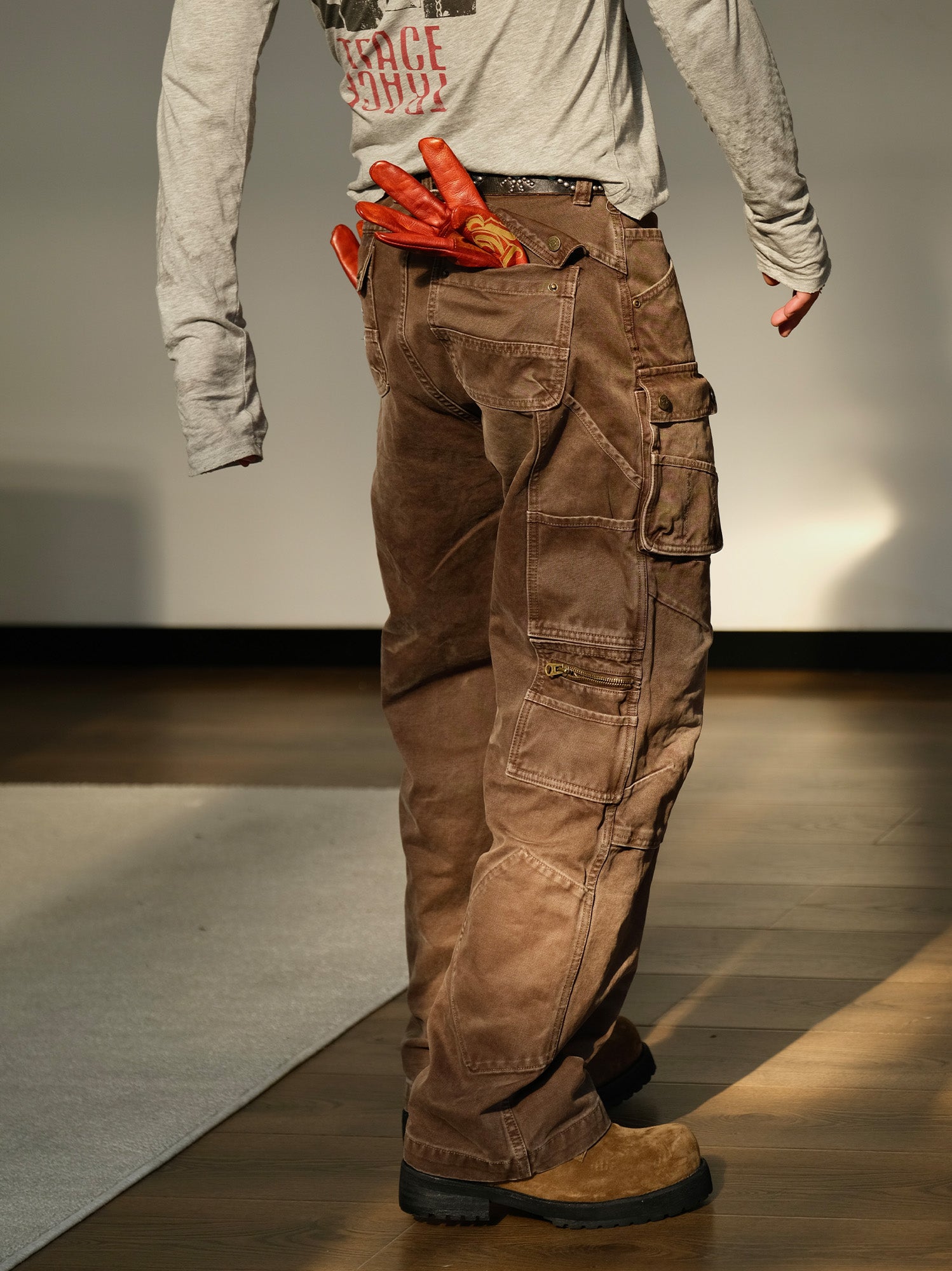 NEIGBORL Washed Multi-Pocket Straight-Leg Cargo Pants, premium urban and streetwear designers apparel on PROJECTISR.com, NEIGBORL