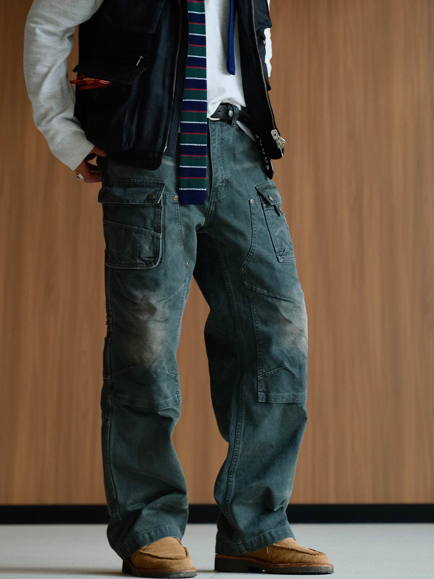 NEIGBORL Washed Multi-Pocket Straight-Leg Cargo Pants, premium urban and streetwear designers apparel on PROJECTISR.com, NEIGBORL