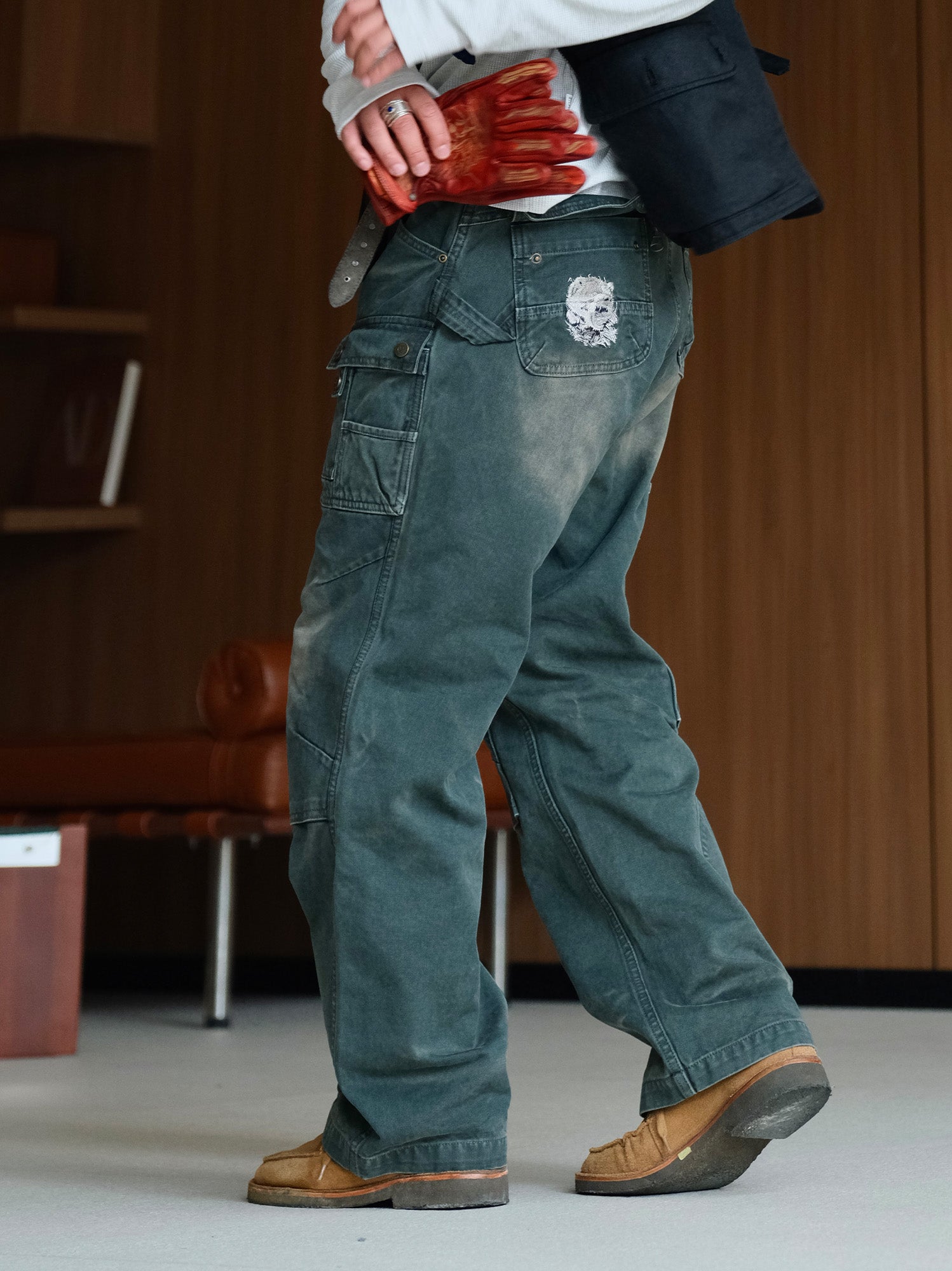 NEIGBORL Washed Multi-Pocket Straight-Leg Cargo Pants, premium urban and streetwear designers apparel on PROJECTISR.com, NEIGBORL