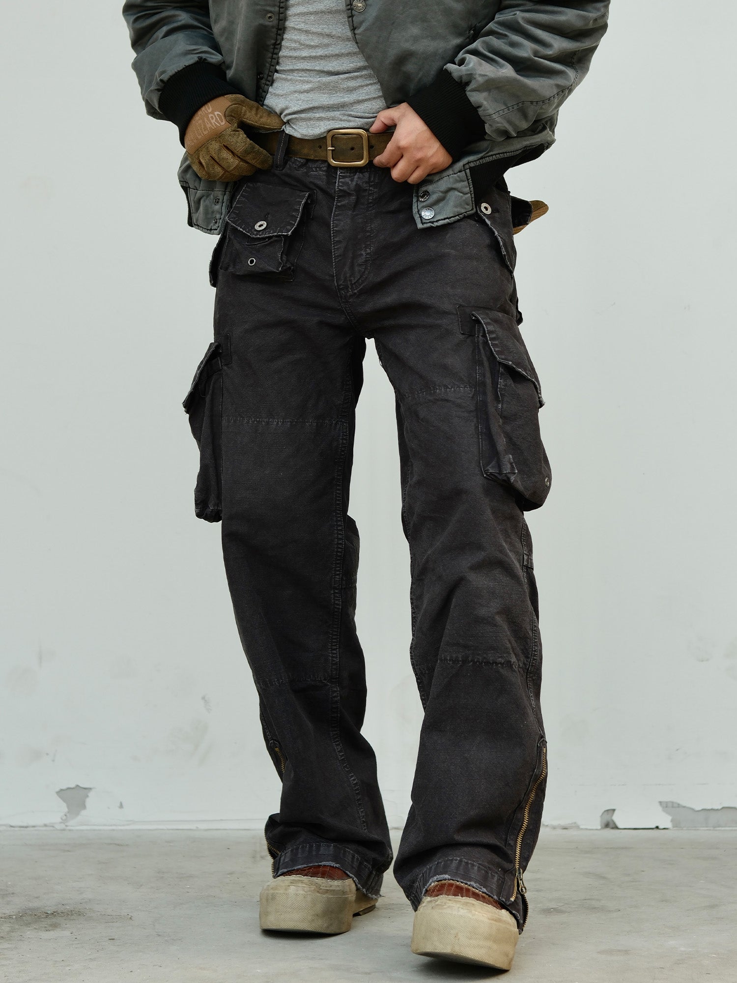 NEIGBORL Washed Distressed Multi-Pocket Cargo Pants, premium urban and streetwear designers apparel on PROJECTISR.com, NEIGBORL