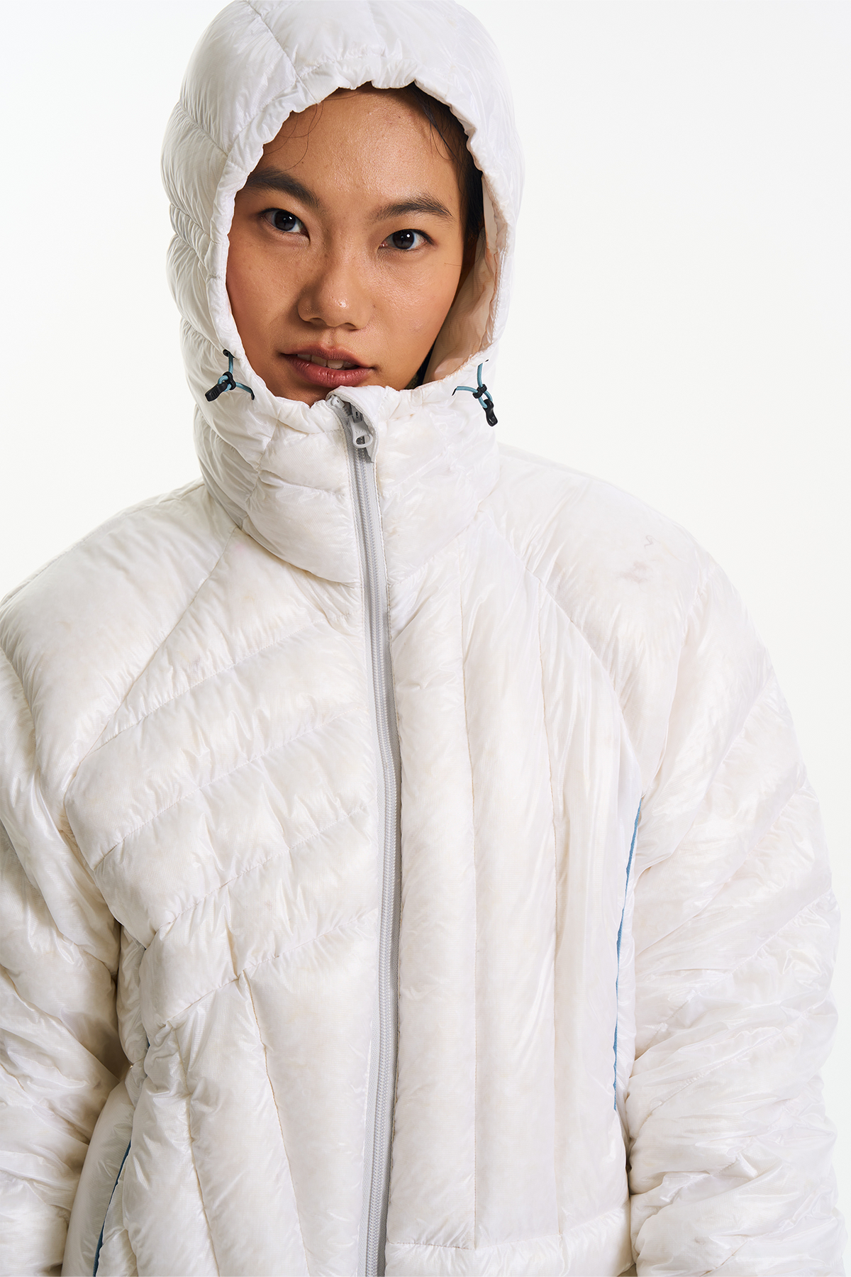 HALCYON Splash-Proof Ribbed Hooded Down Jacket, premium urban and streetwear designers apparel on PROJECTISR.com, HALCYON