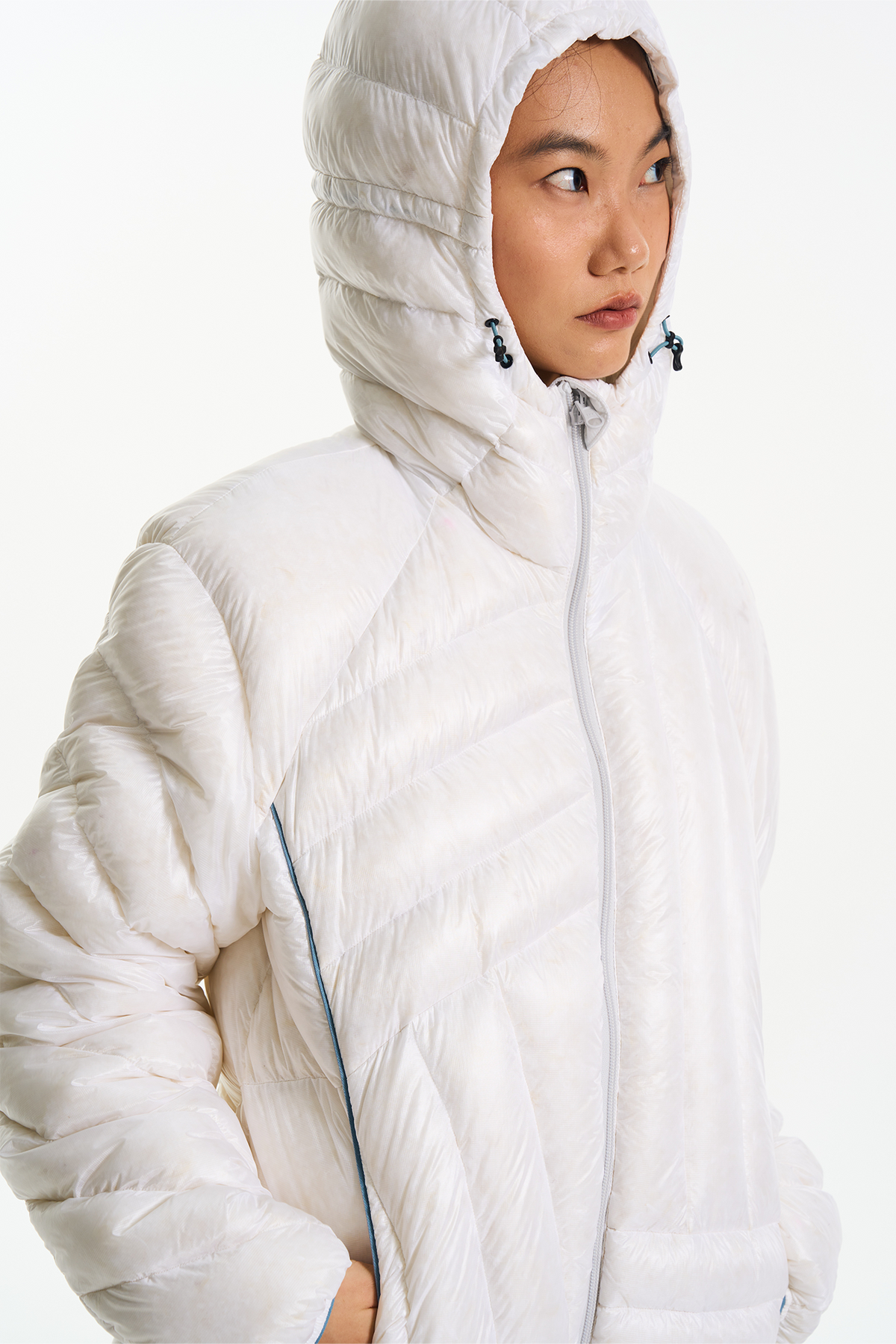 HALCYON Splash-Proof Ribbed Hooded Down Jacket, premium urban and streetwear designers apparel on PROJECTISR.com, HALCYON