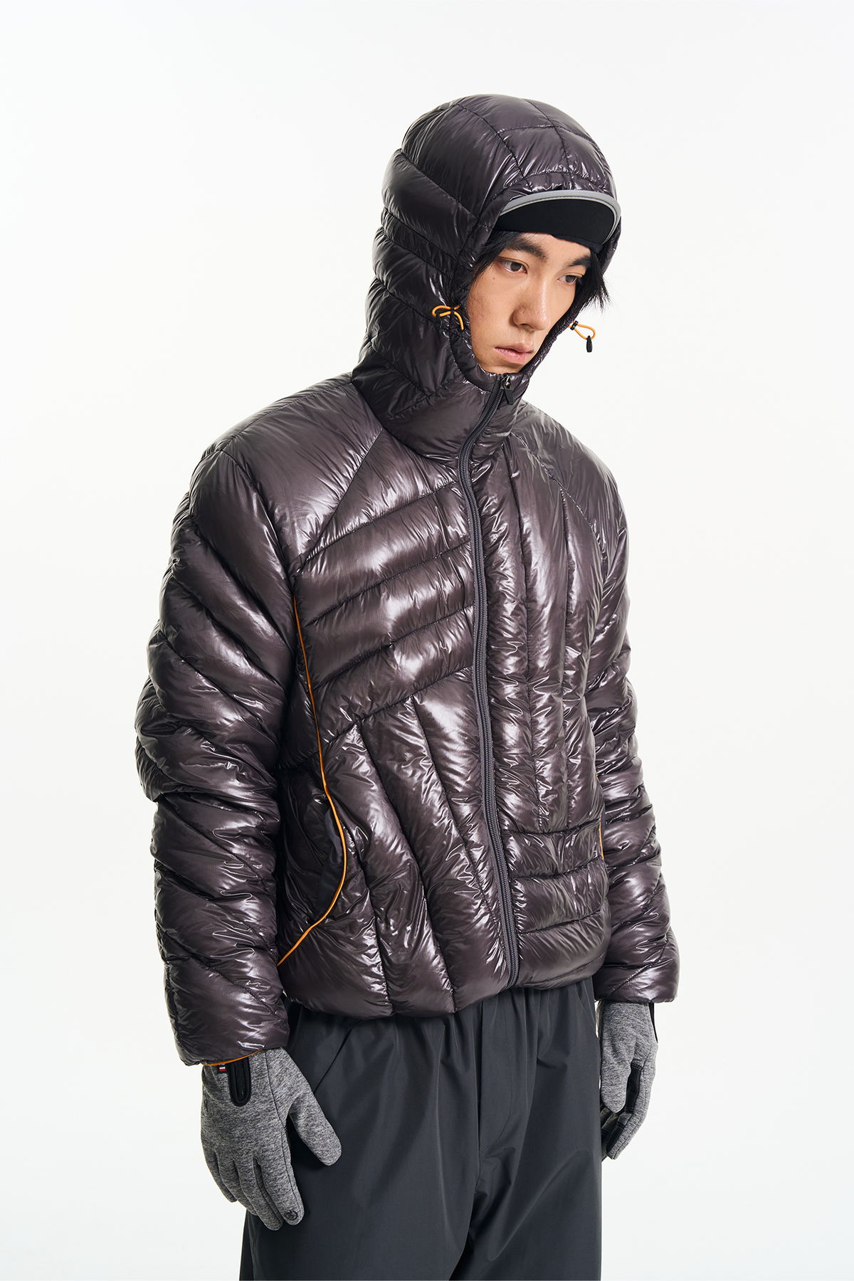 HALCYON Splash-Proof Ribbed Hooded Down Jacket, premium urban and streetwear designers apparel on PROJECTISR.com, HALCYON