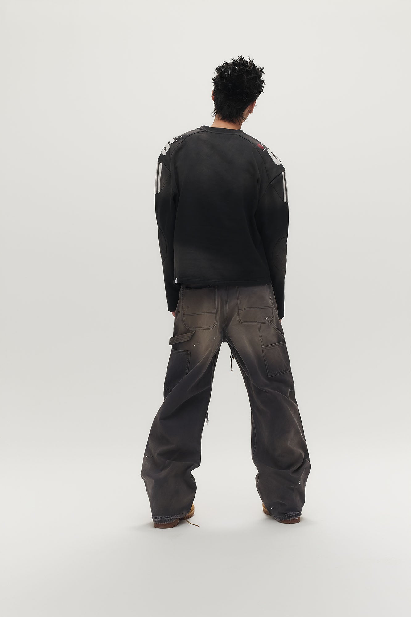 SAVAGEGROWTHWORLD Distressed Double-Knee Splatter Jeans, premium urban and streetwear designers apparel on PROJECTISR.com, SAVAGEGROWTHWORLD