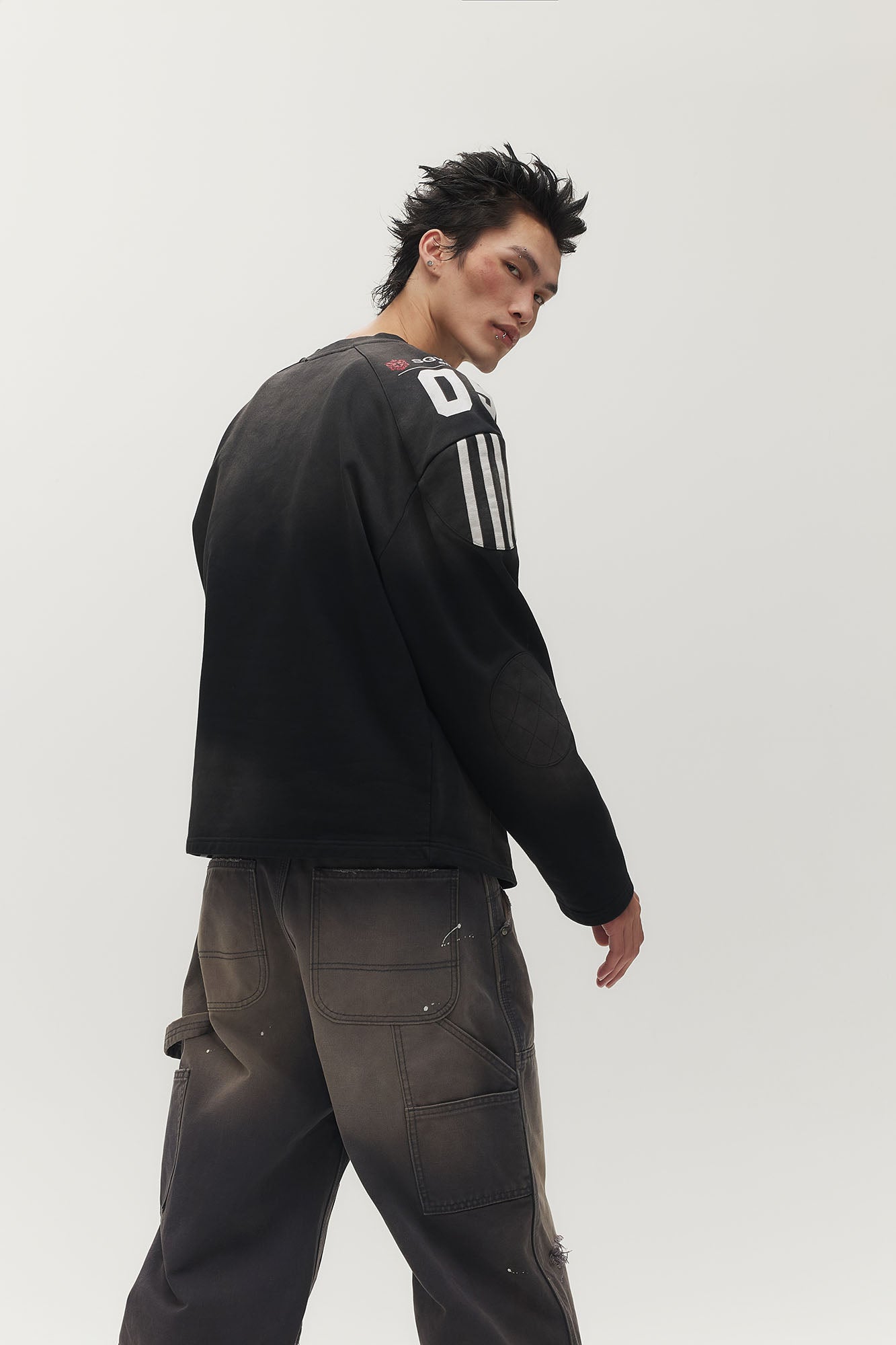 SAVAGEGROWTHWORLD Athletic Distressed Patch Sweatshirt