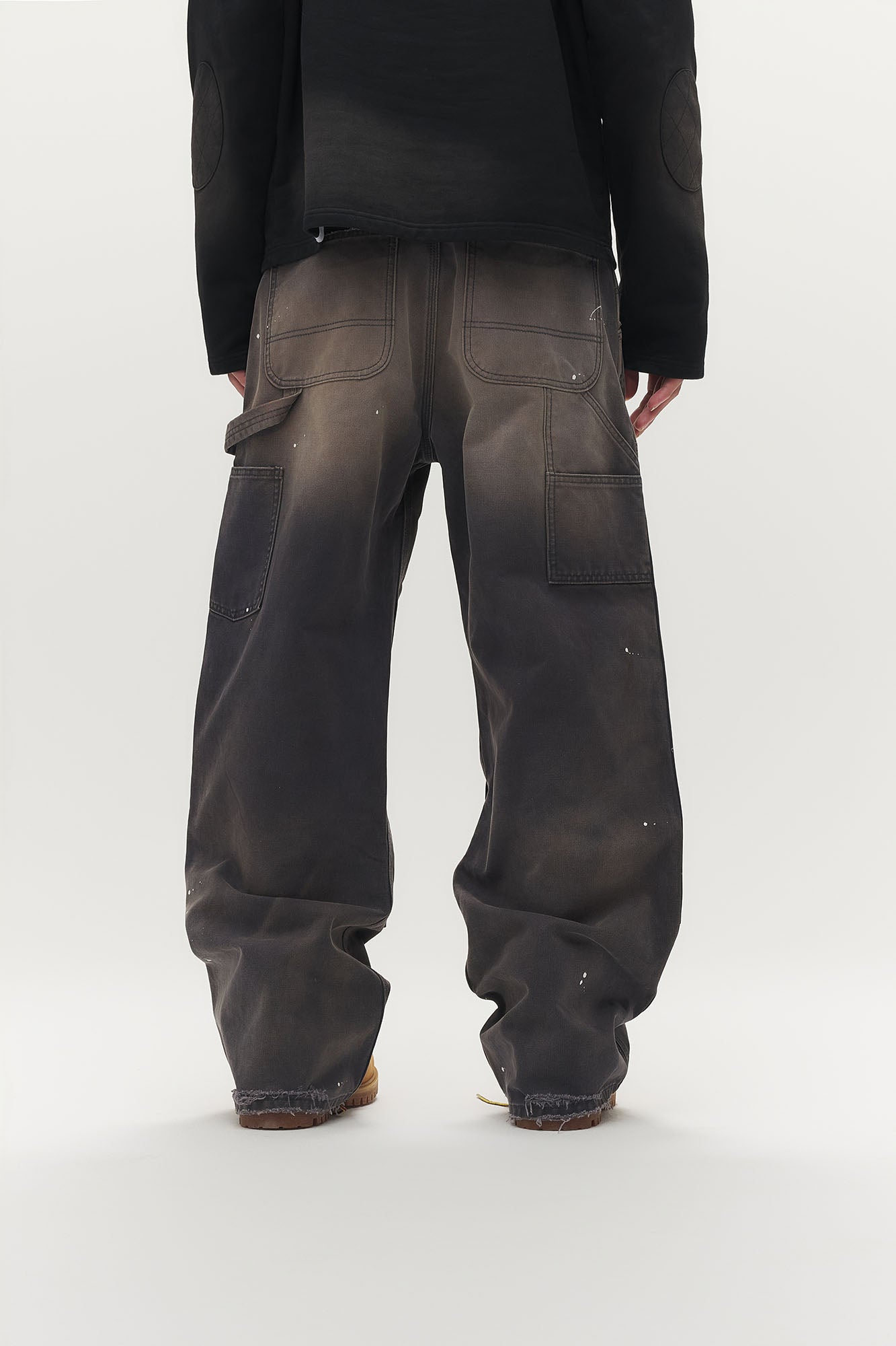 SAVAGEGROWTHWORLD Distressed Double-Knee Splatter Jeans, premium urban and streetwear designers apparel on PROJECTISR.com, SAVAGEGROWTHWORLD