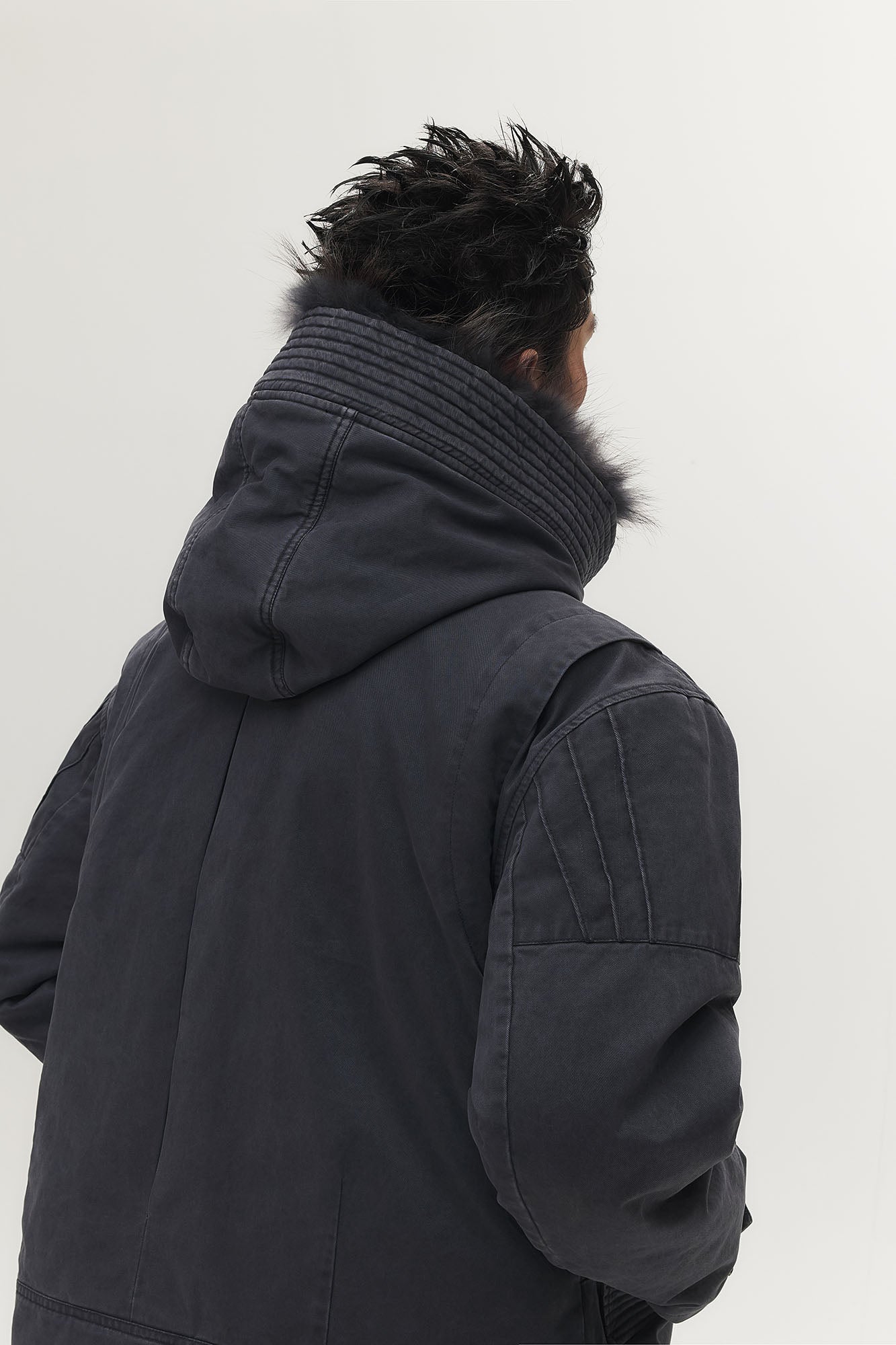 SAVAGEGROWTHWORLD Detachable Vest Faux Fur Collar Parka