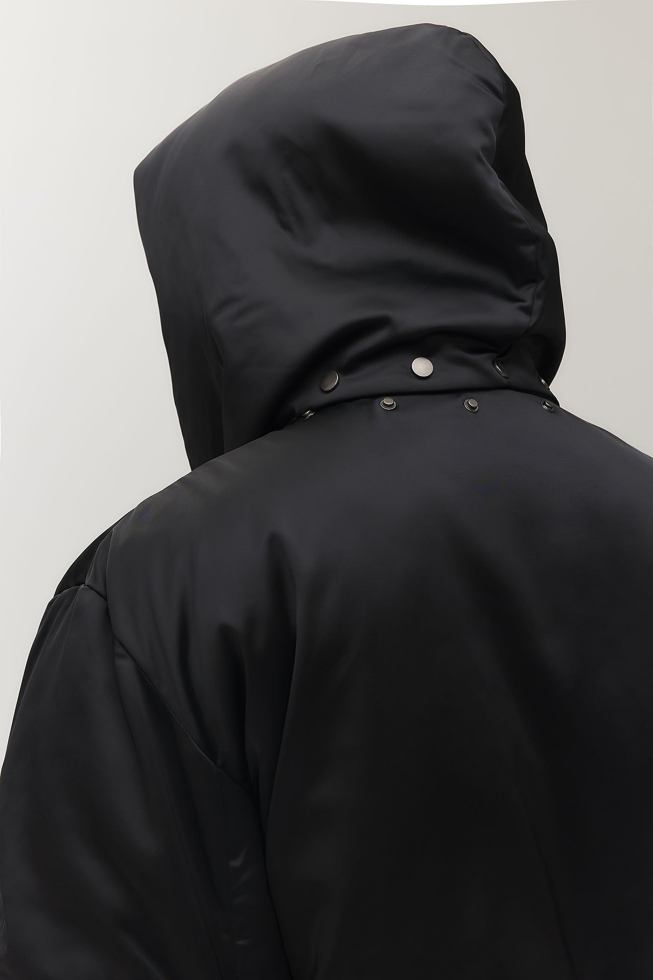 SAVAGEGROWTHWORLD Detachable Hood Satin Oversized Bomber Jacket