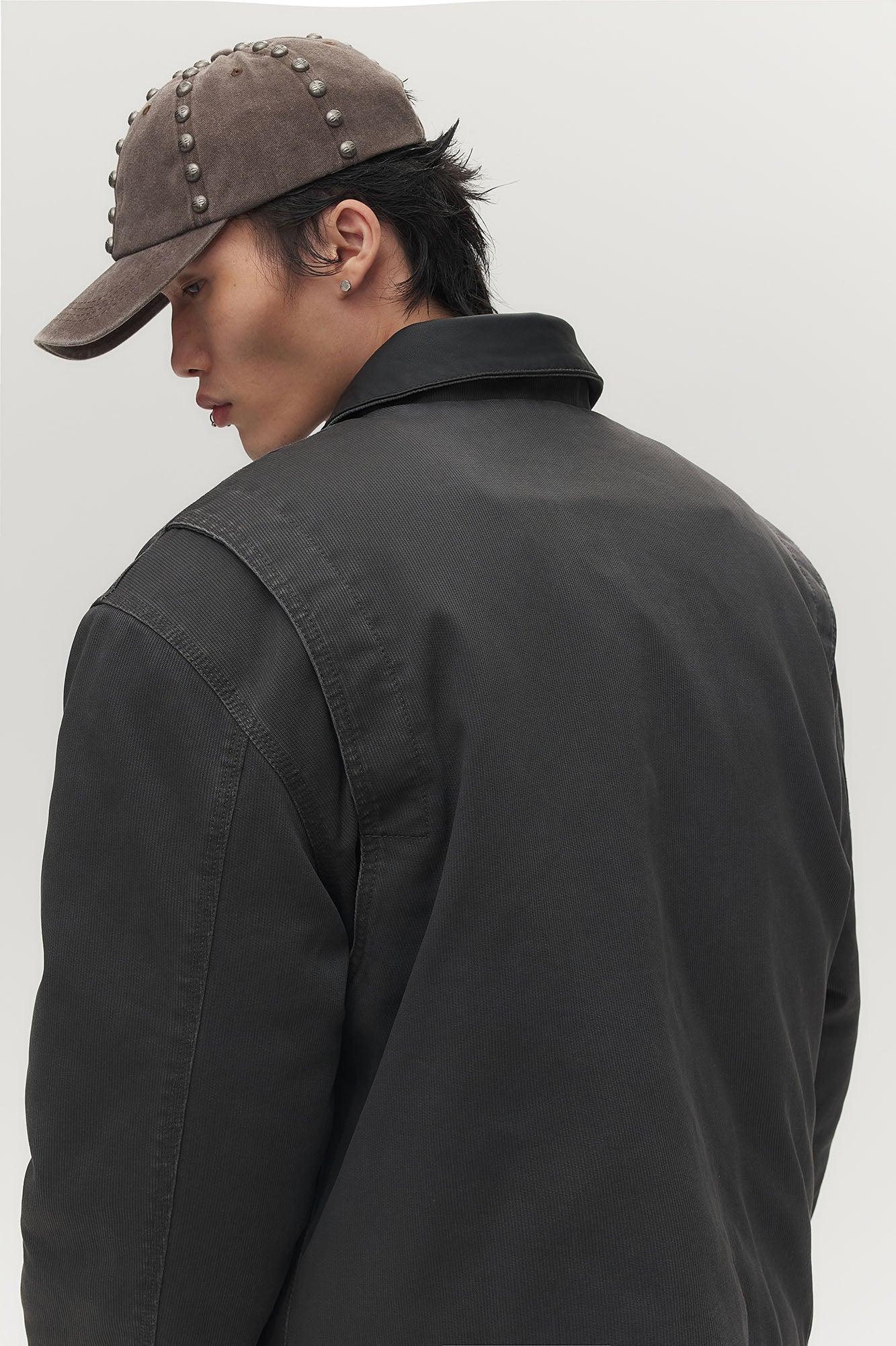 SAVAGEGROWTHWORLD Leather Collar Utility Puffer Jacket