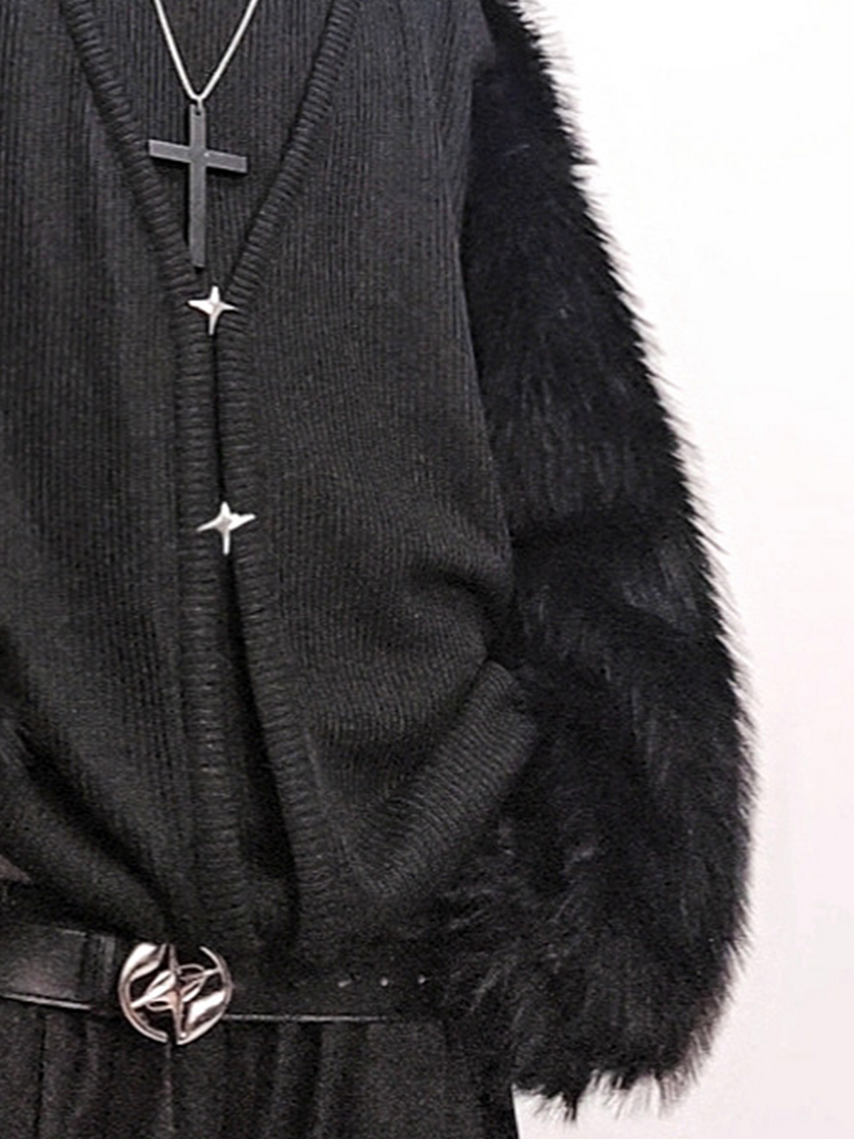 UUCSCC Faux Fur Spliced Turtleneck Sweater