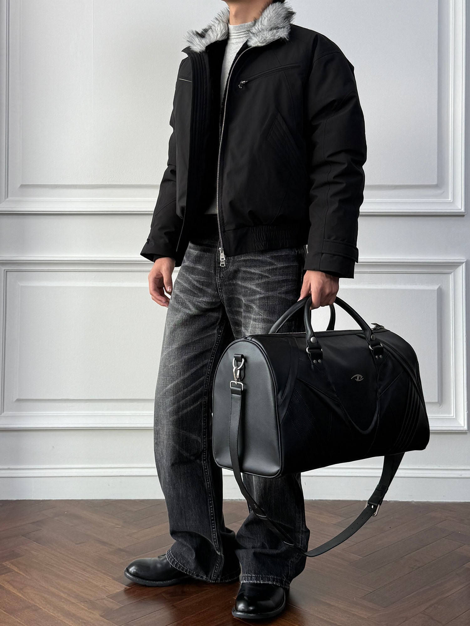 CATSSTAC Faux Fur Collar Waterproof Harrington Jacket