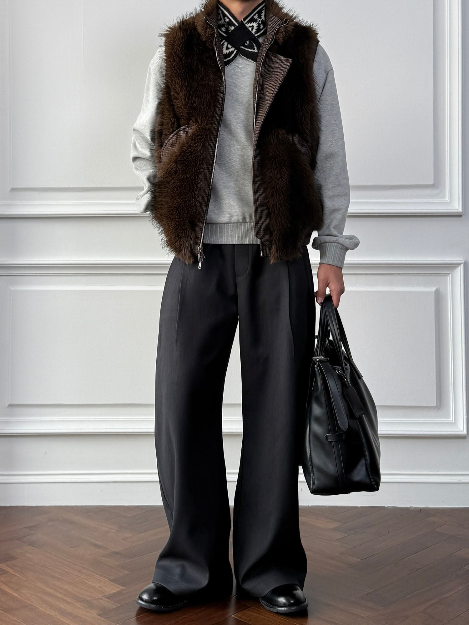 CATSSTAC Reversible Plaid Faux Fur Vest, premium urban and streetwear designers apparel on PROJECTISR.com, PROJECTISR US