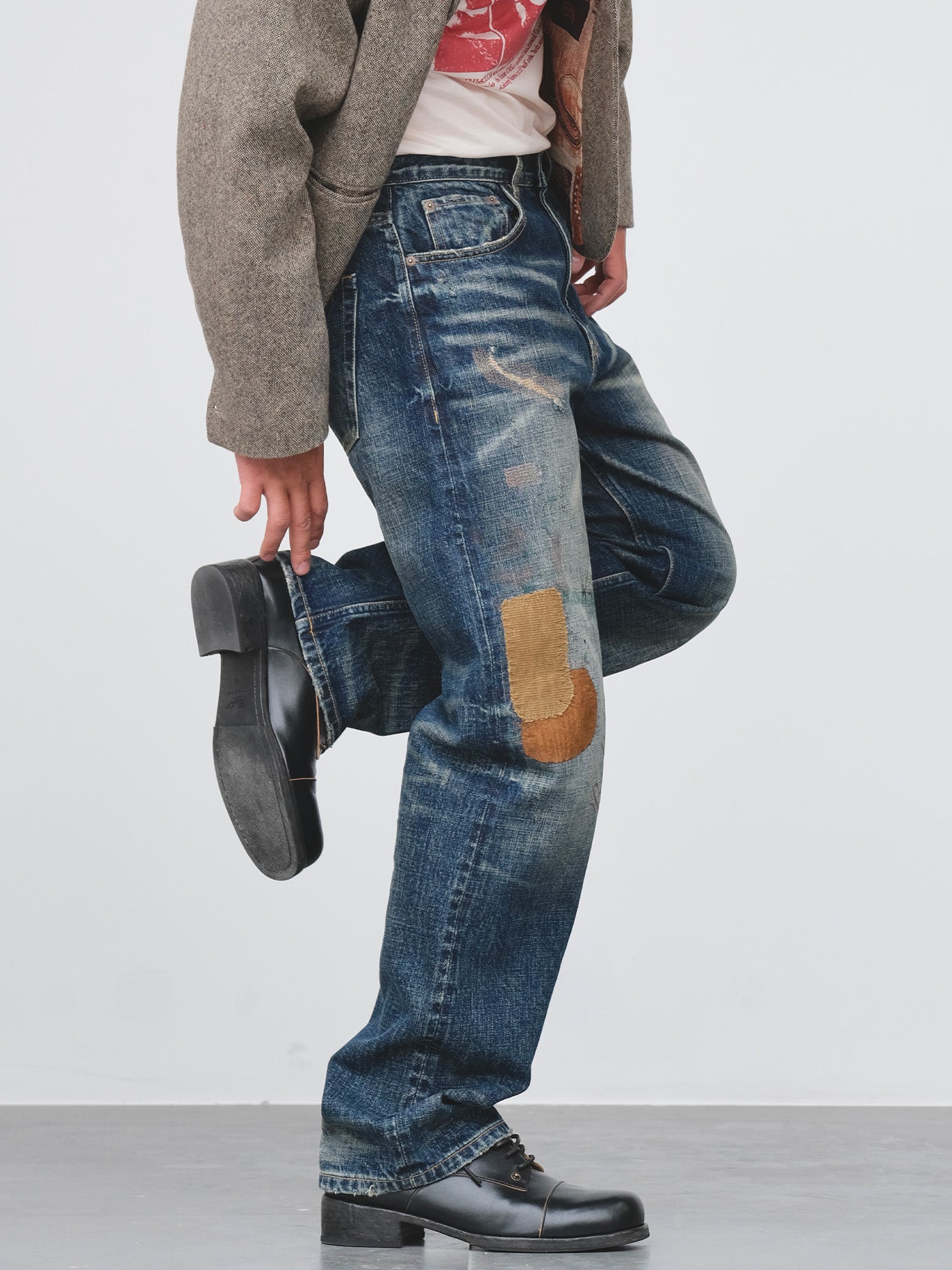 NEIGBORL Distressed Washed Patch Jeans, premium urban and streetwear designers apparel on PROJECTISR.com, NEIGBORL