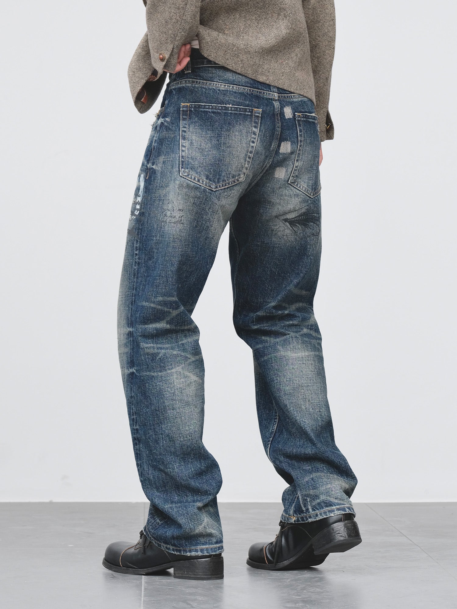 NEIGBORL Distressed Washed Patch Jeans, premium urban and streetwear designers apparel on PROJECTISR.com, NEIGBORL