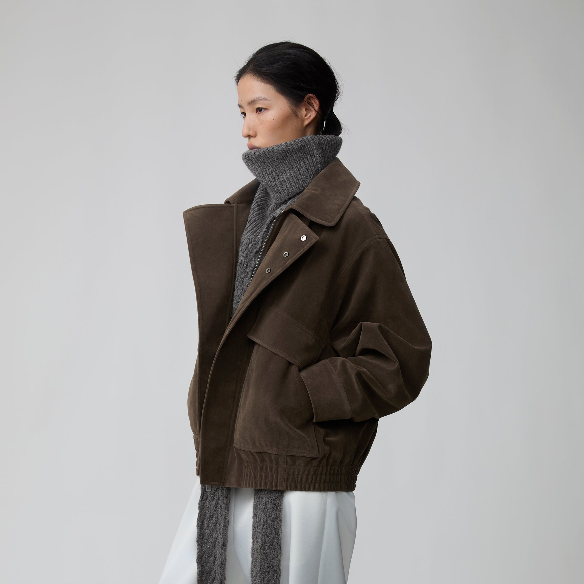 OPICLOTH Suede Dual Zip Quilted Jacket