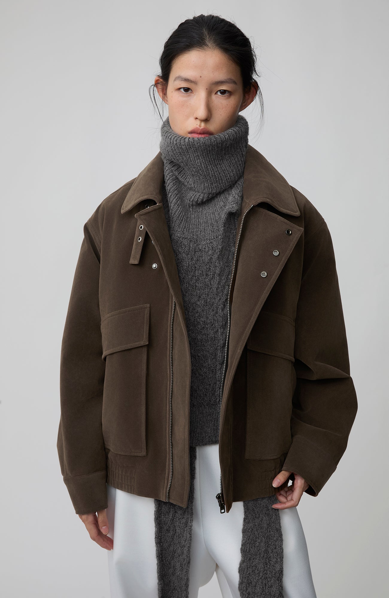 OPICLOTH Suede Dual Zip Quilted Jacket