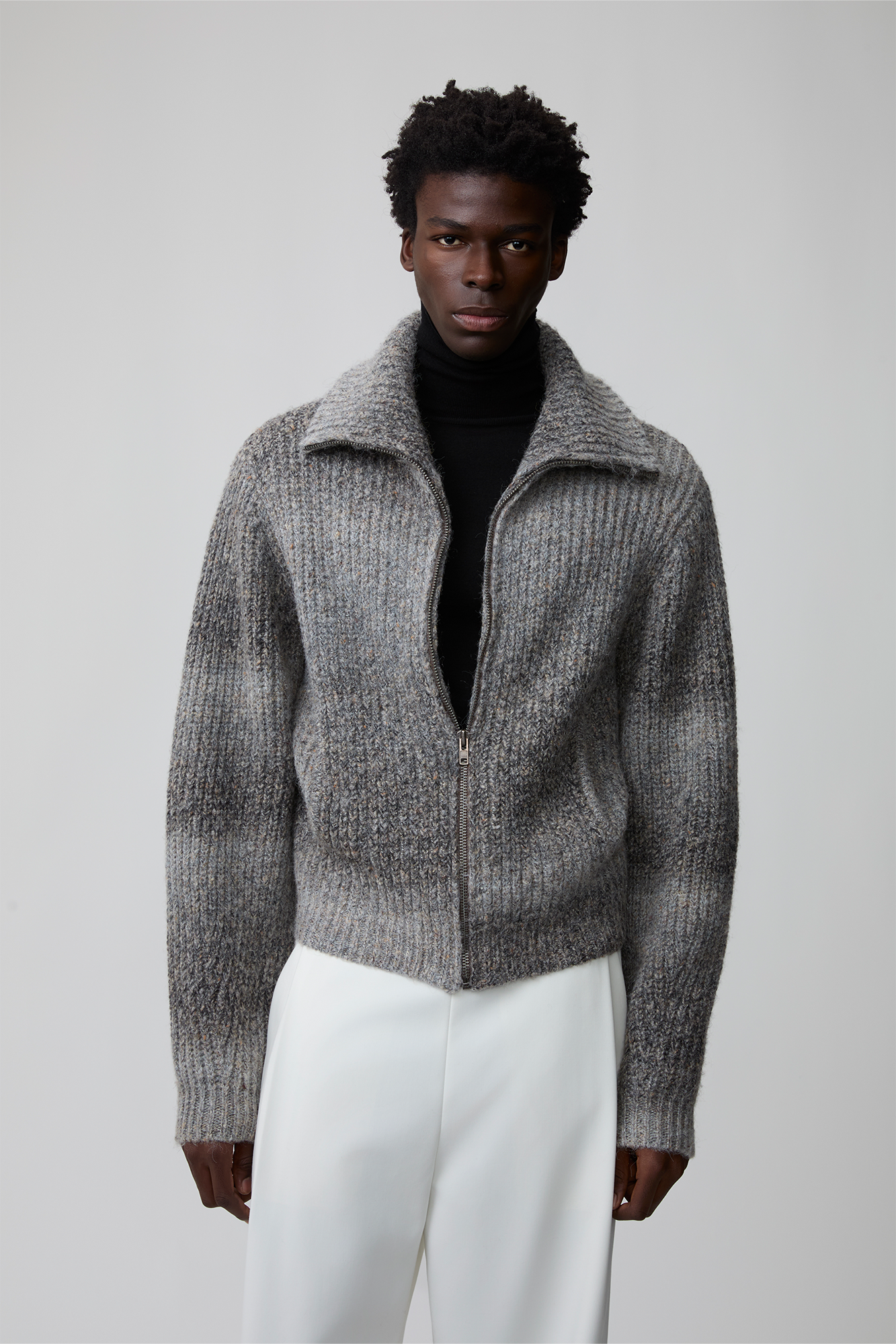 OPICLOTH Gradient Oversized Knit Zip-Up Cardigan, premium urban and streetwear designers apparel on PROJECTISR.com, OPICLOTH